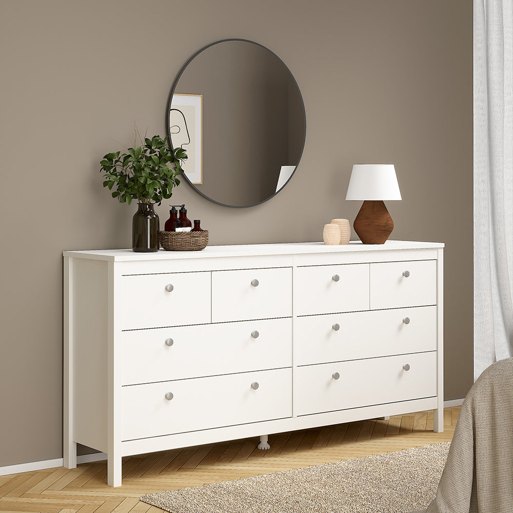 madrid double dresser 4+4 drawers in white
