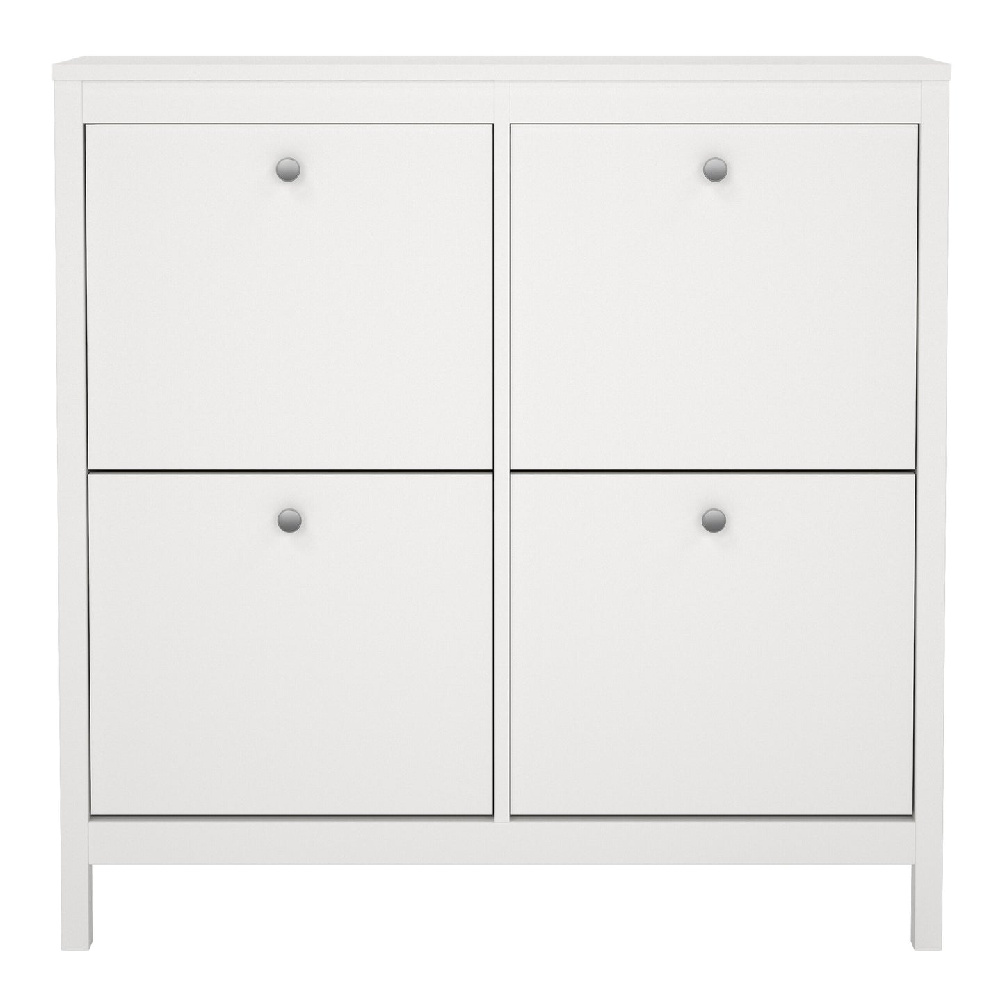 madrid shoe cabinet 4 flip down doors in white