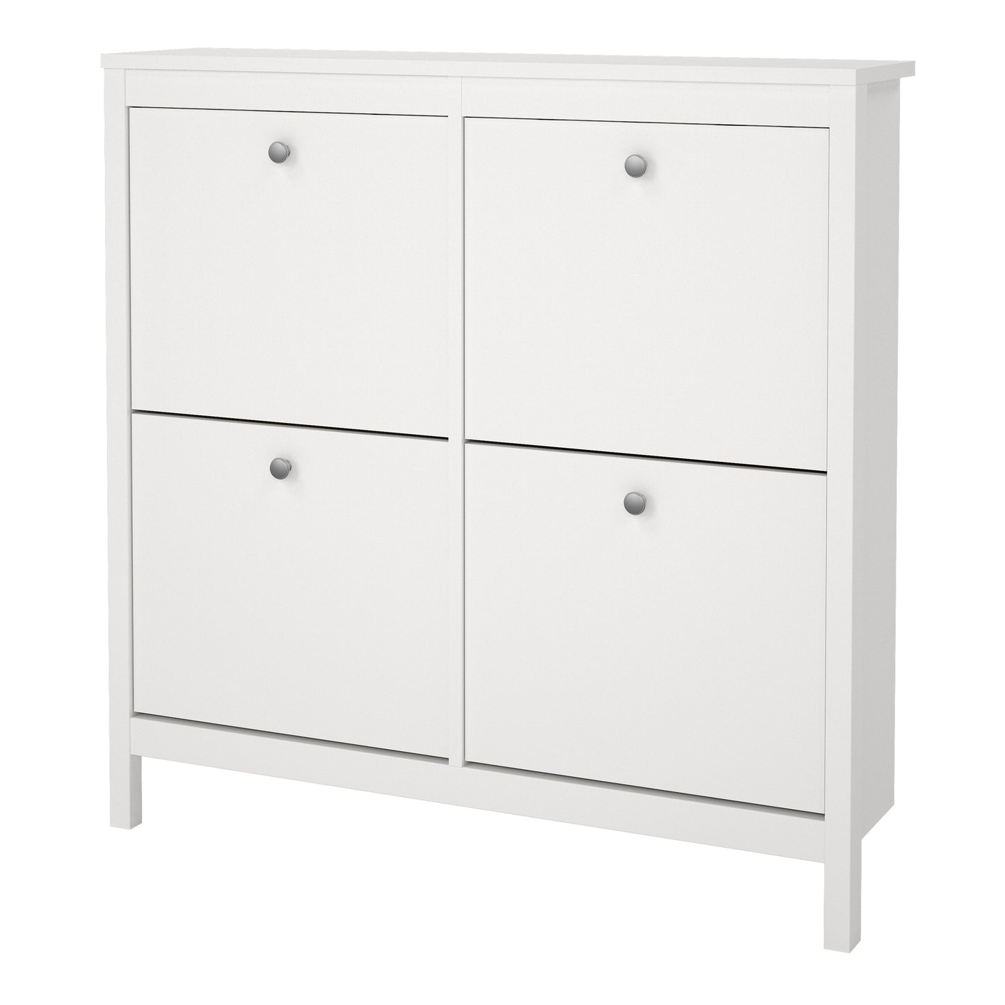 madrid shoe cabinet 4 flip down doors in white