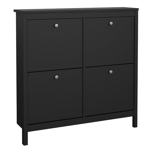 madrid shoe cabinet 4 flip down doors in matt black