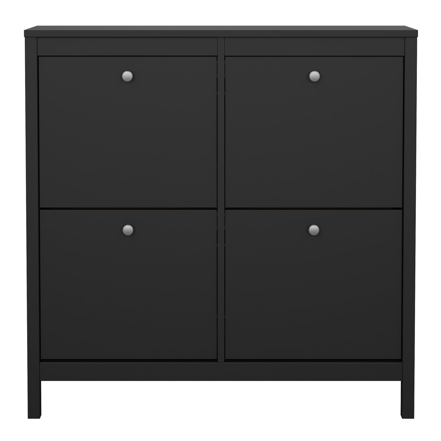 madrid shoe cabinet 4 flip down doors in matt black