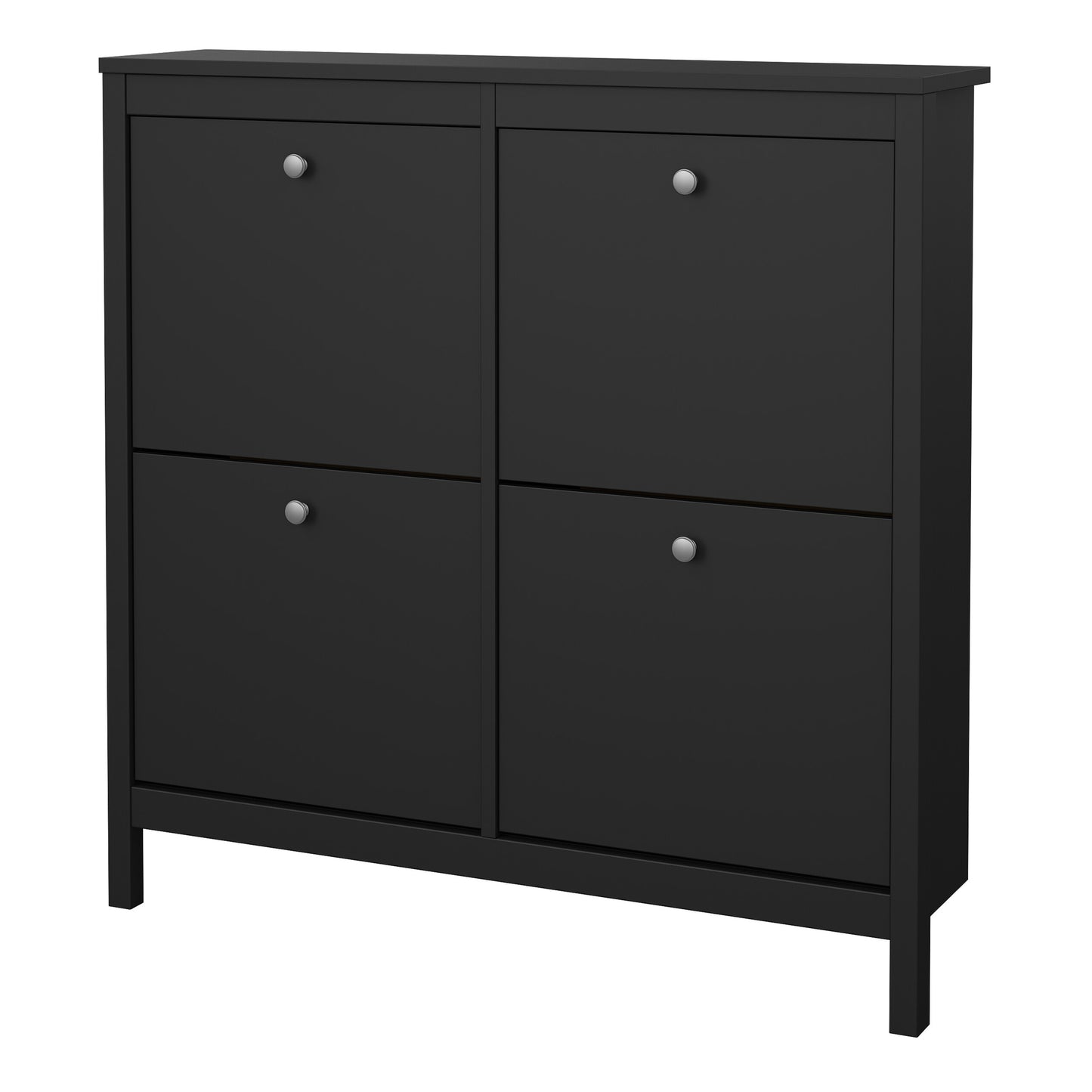 madrid shoe cabinet 4 flip down doors in matt black