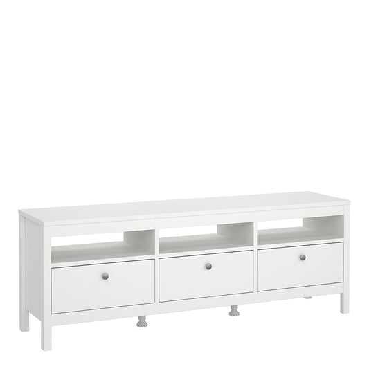madrid tv unit 3 drawers in white