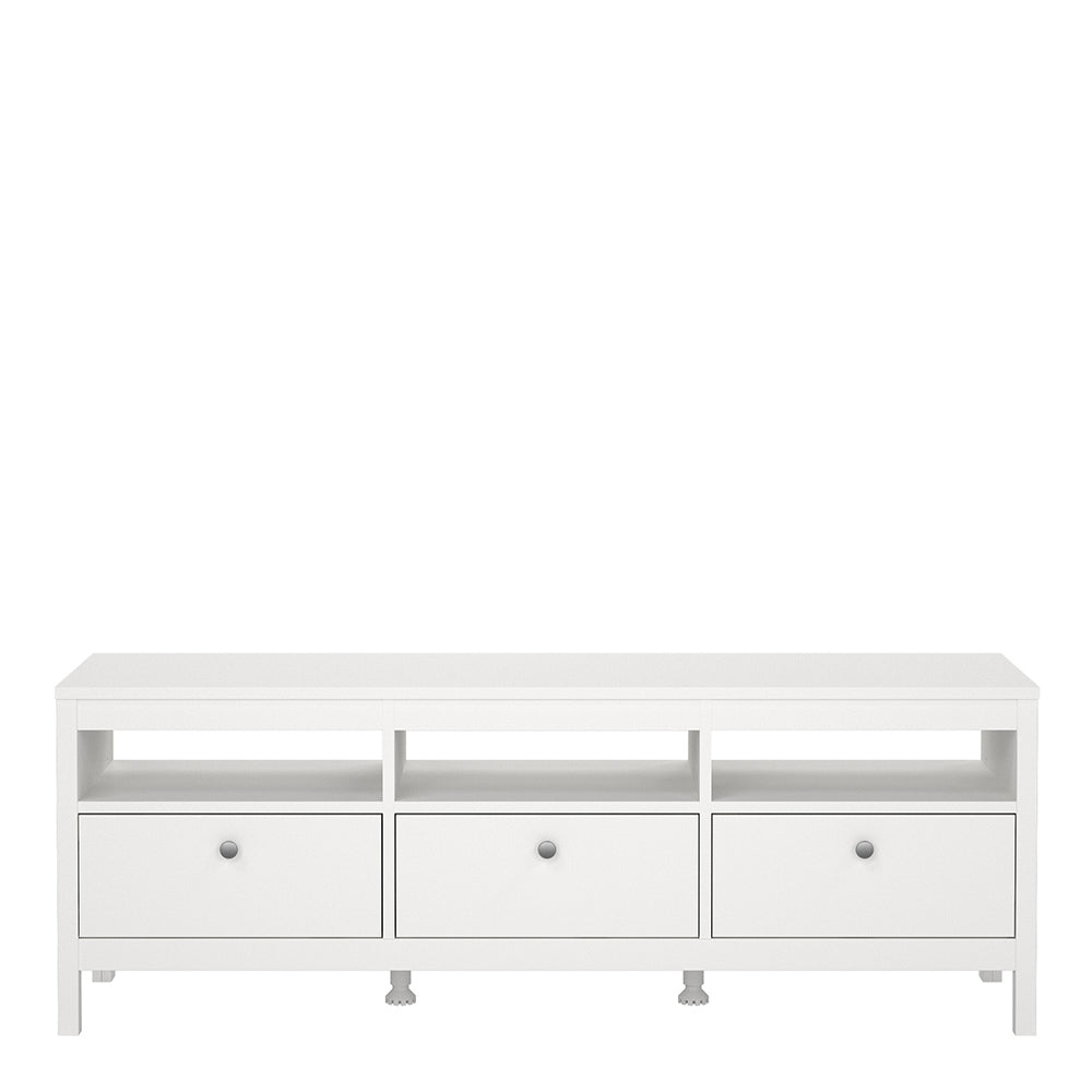 madrid tv unit 3 drawers in white