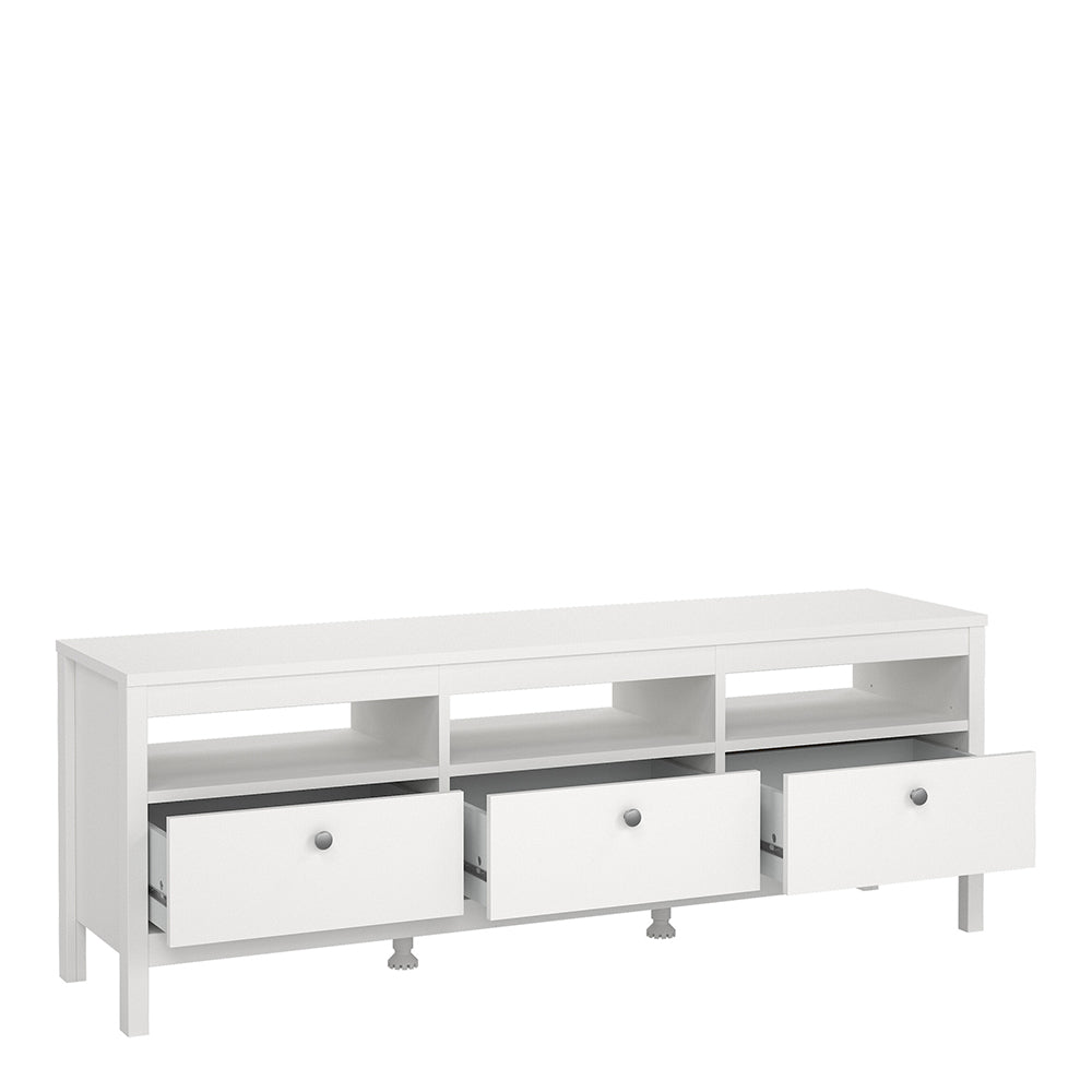 madrid tv unit 3 drawers in white