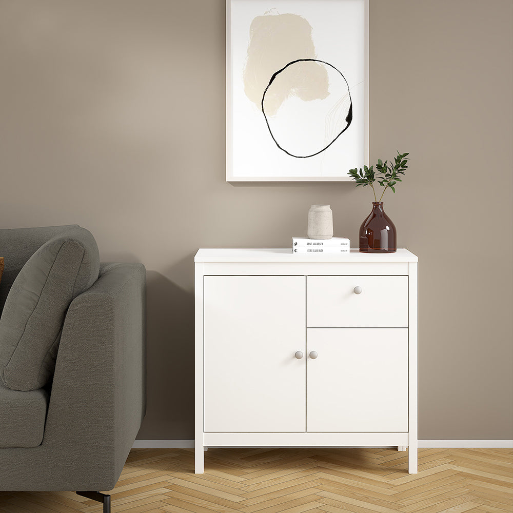 madrid sideboard 2 doors 1 drawer in white