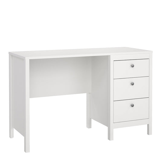 madrid desk 3 drawers white