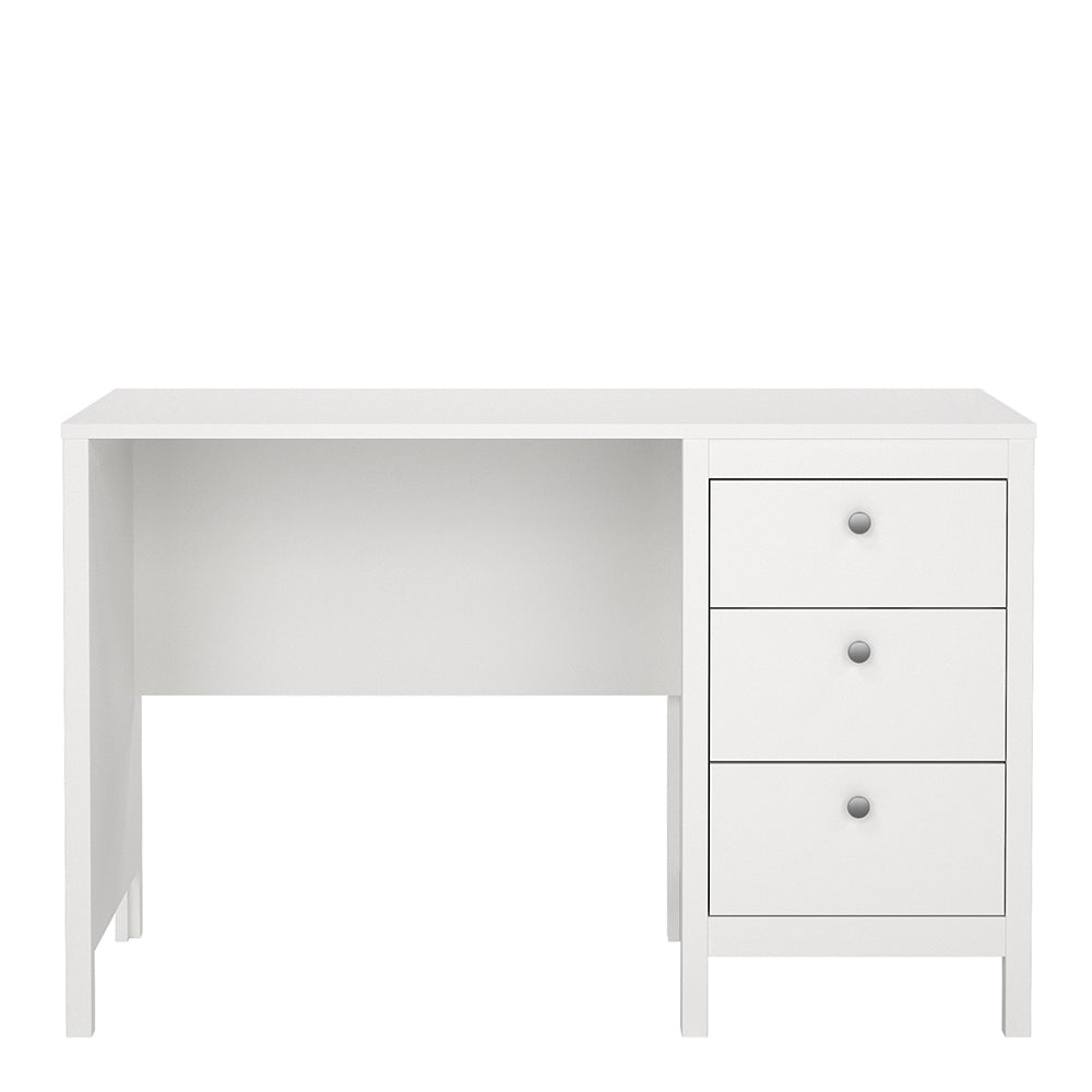 madrid desk 3 drawers white