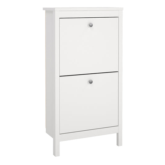 madrid shoe cabinet 2 flip down doors white