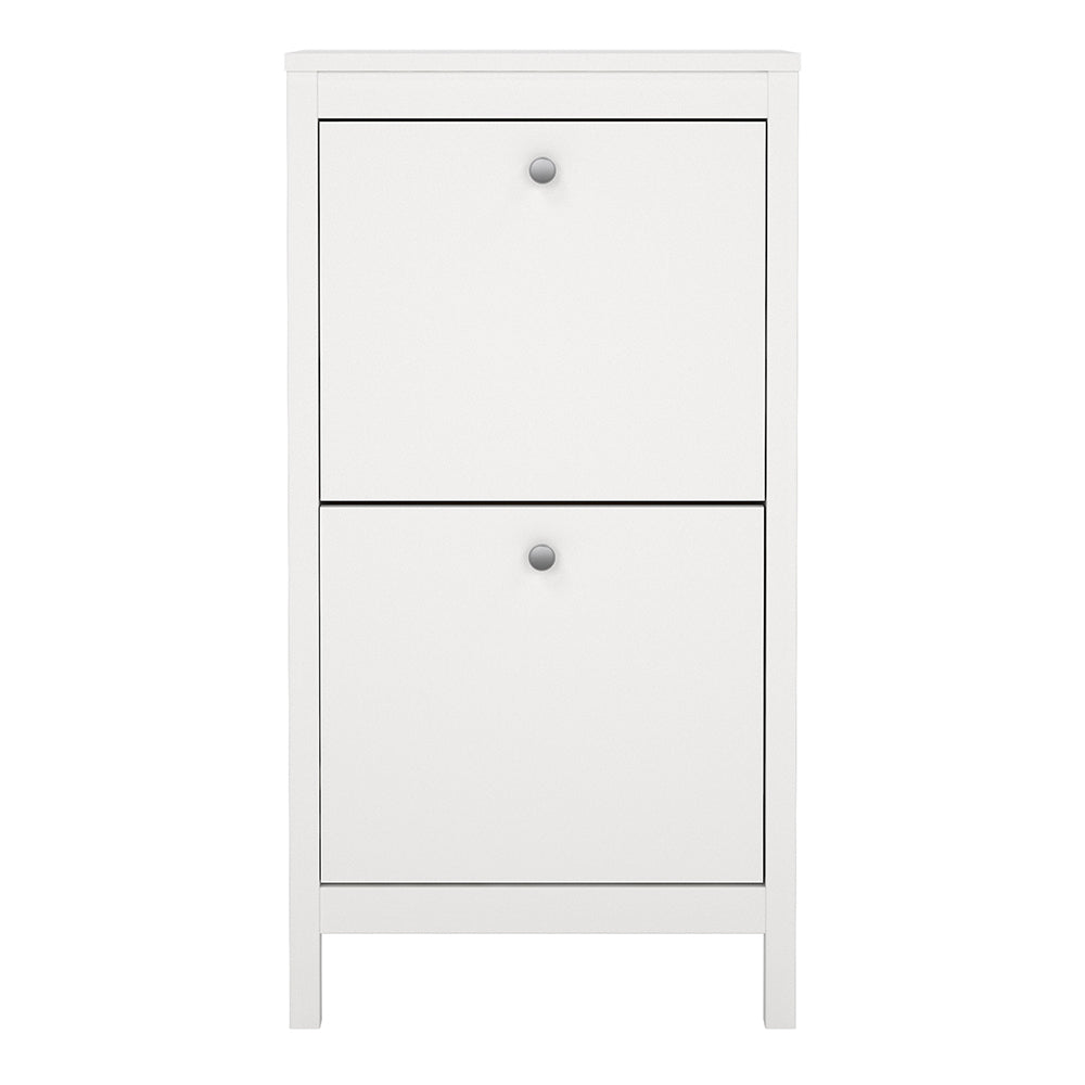 madrid shoe cabinet 2 flip down doors white
