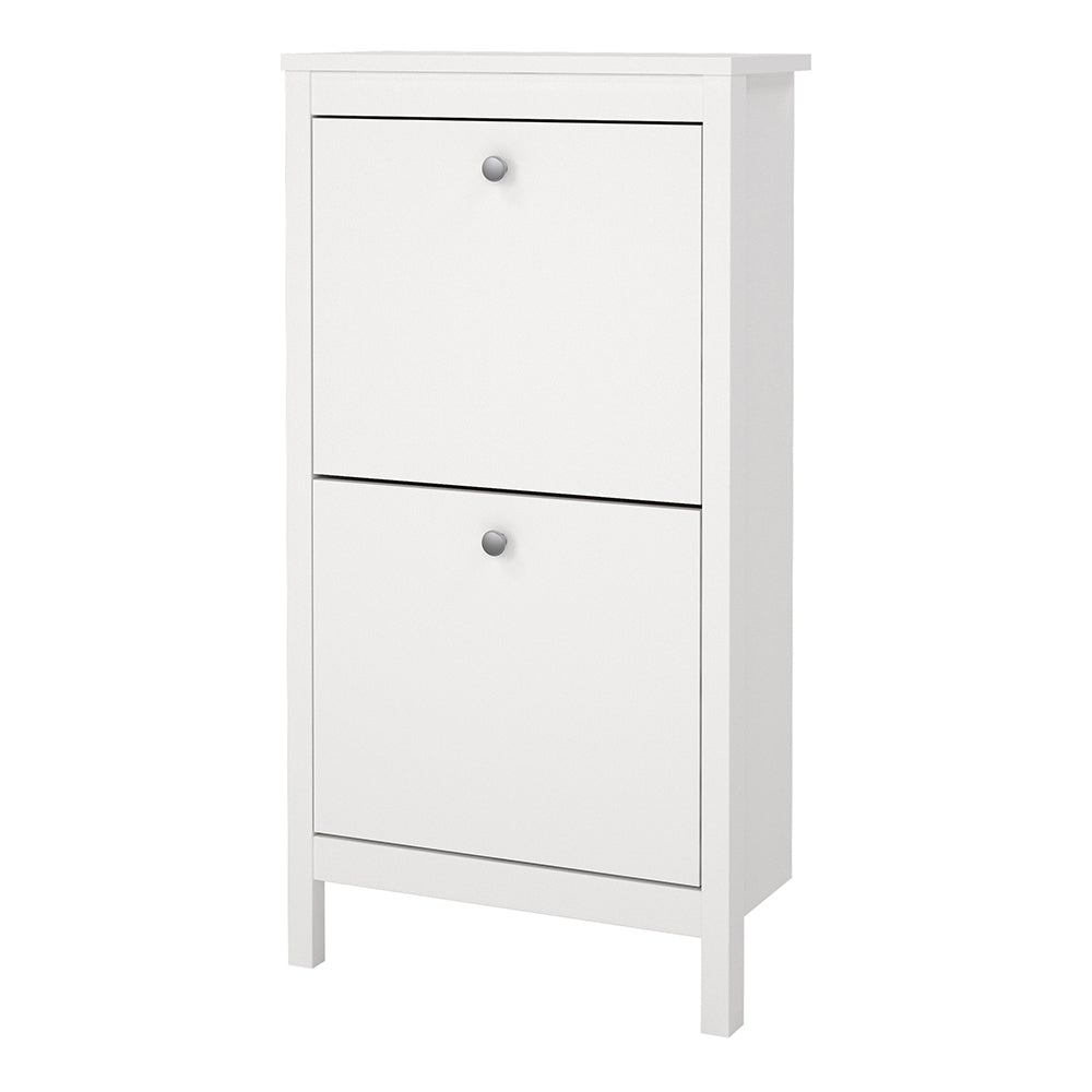 madrid shoe cabinet 2 flip down doors white
