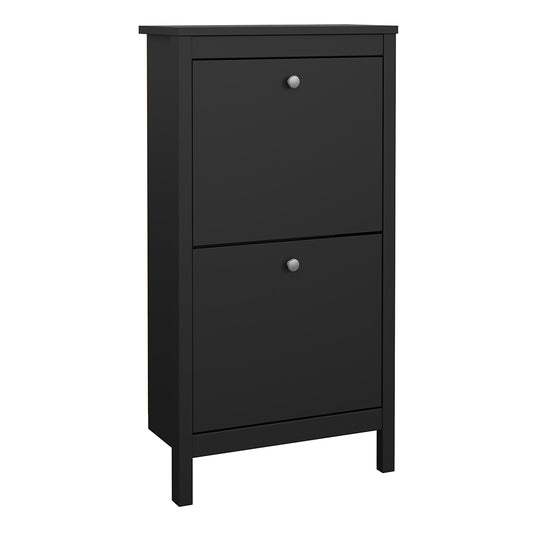 madrid shoe cabinet 2 flip down doors matt black