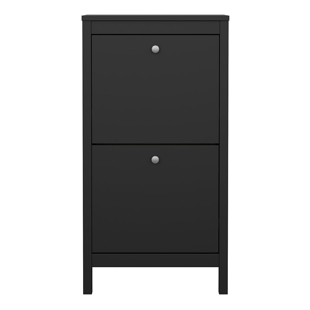 madrid shoe cabinet 2 flip down doors matt black