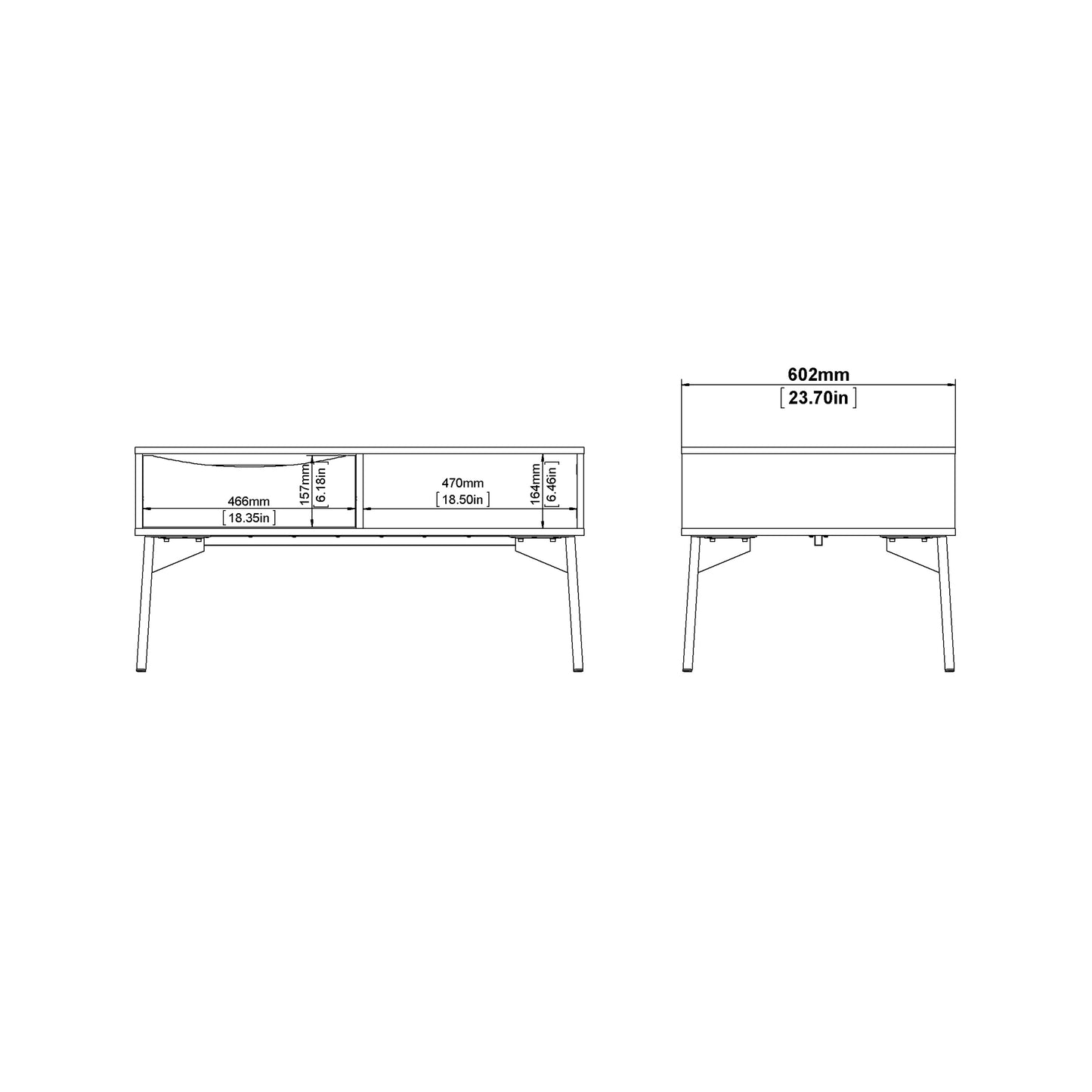 fur coffee table with 1 drawer in grey and white