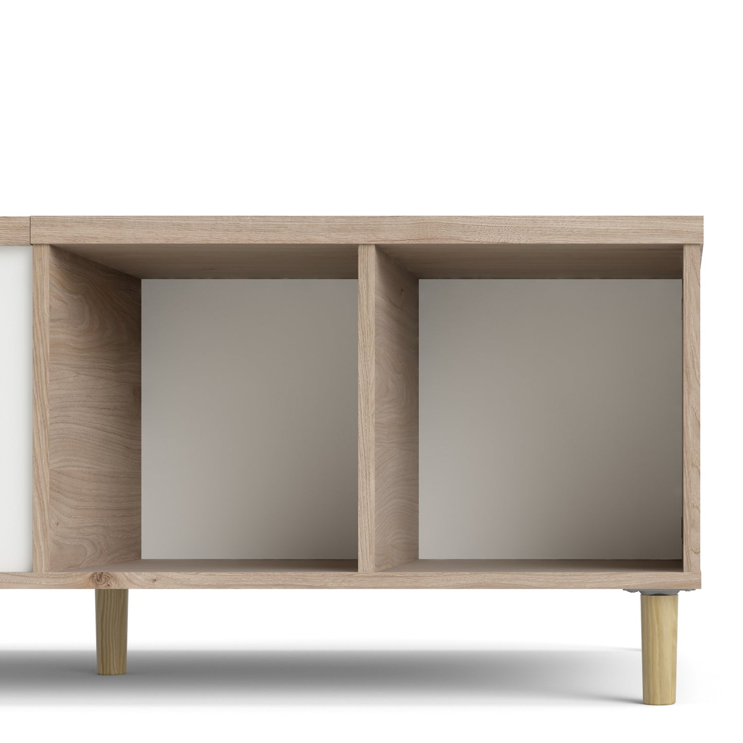 rome coffee table with sliding top in jackson hickory oak and matt white