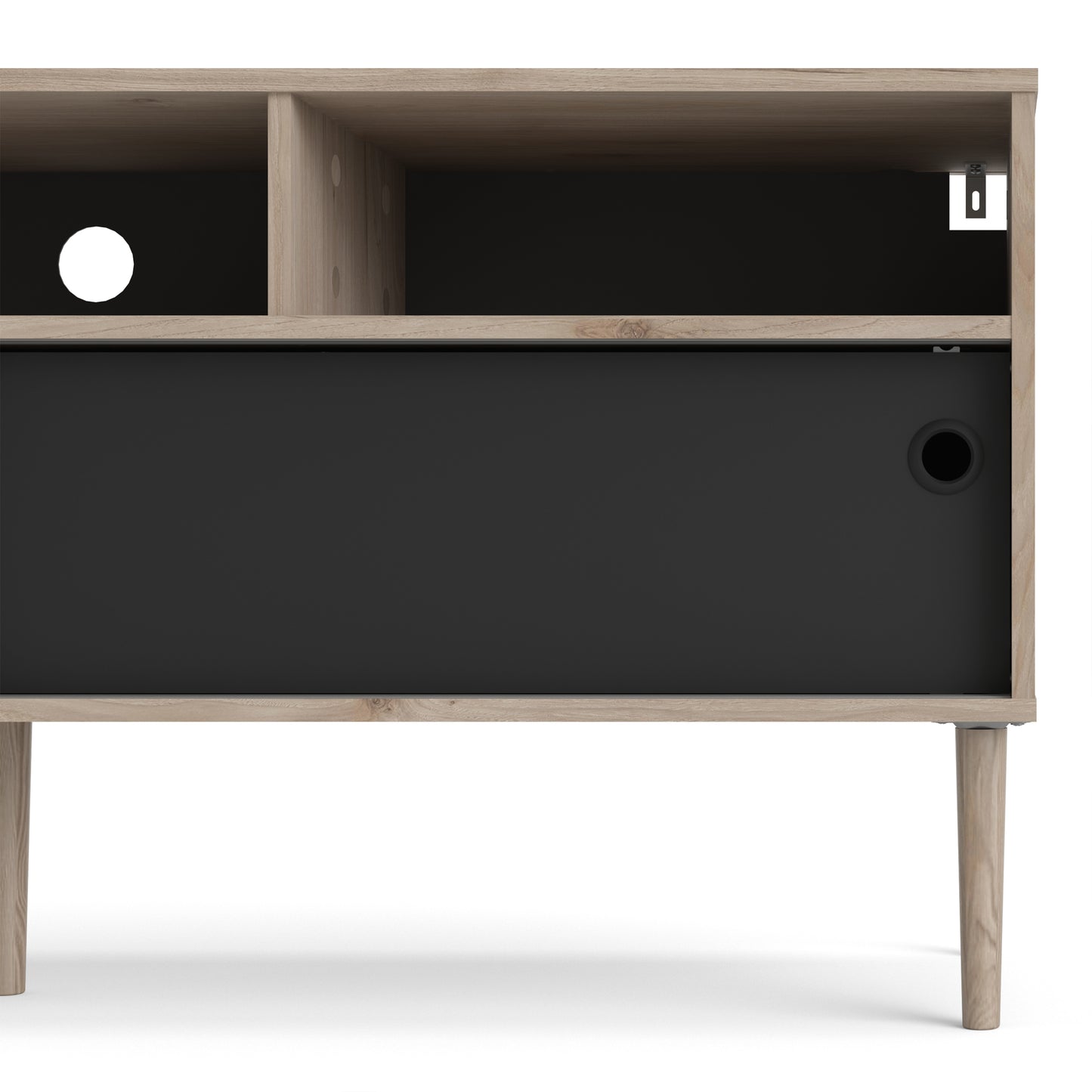rome tv unit 2 sliding doors in jackson hickory oak and matt black