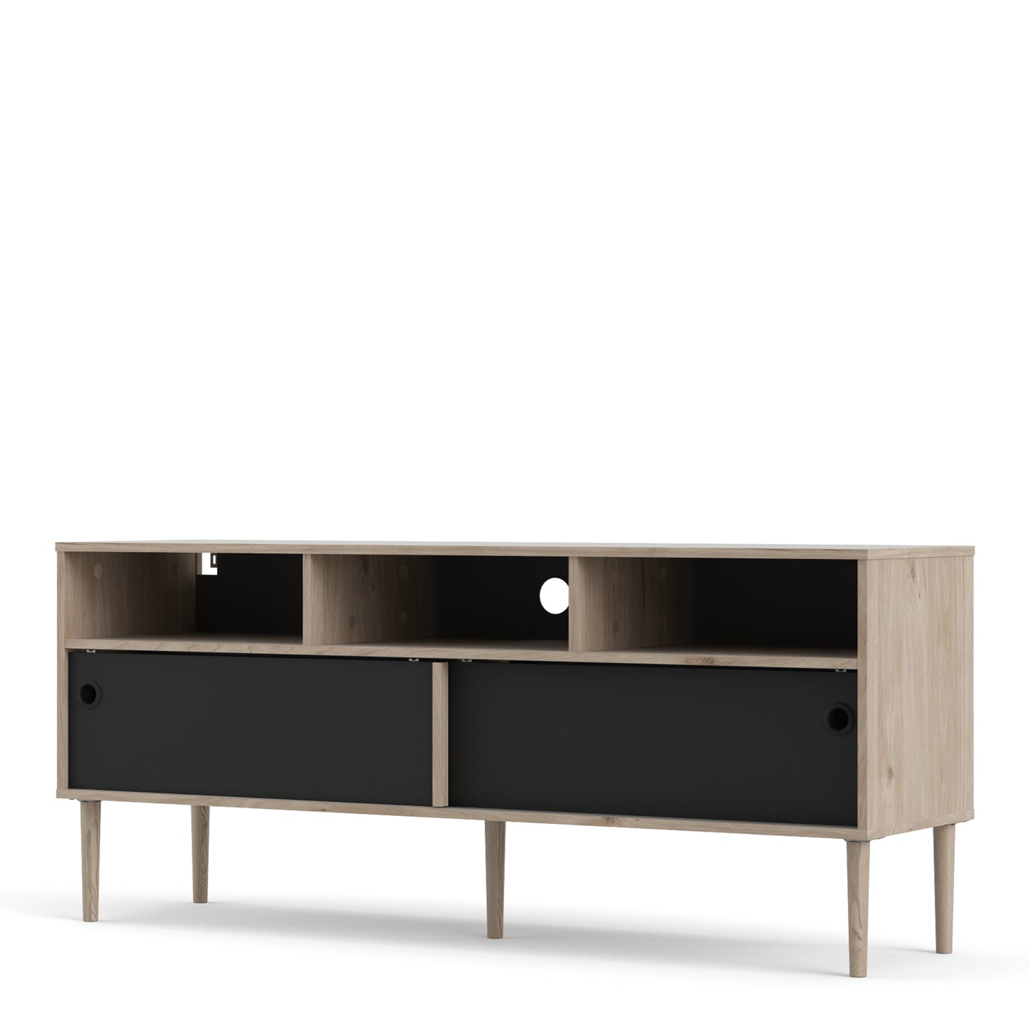 rome tv unit 2 sliding doors in jackson hickory oak and matt black