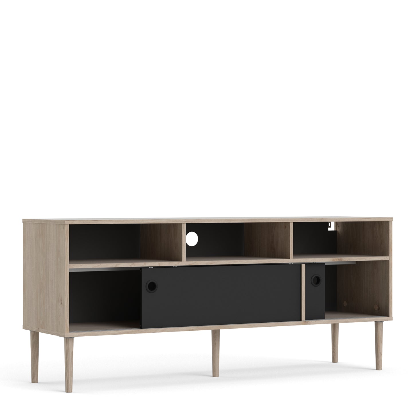 rome tv unit 2 sliding doors in jackson hickory oak and matt black
