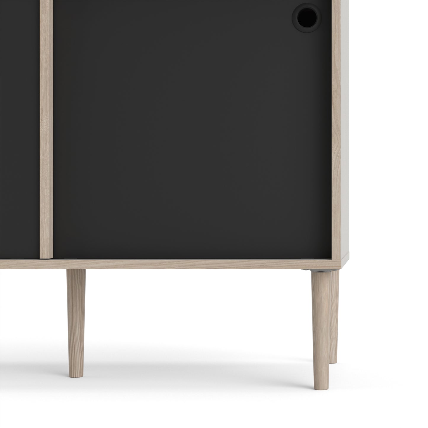 rome sideboard 2 sliding doors 2 drawers in jackson hickory oak and matt black
