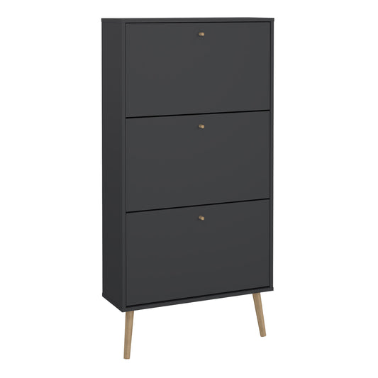 cumbria shoe cabinet 3 flip down doors dark grey