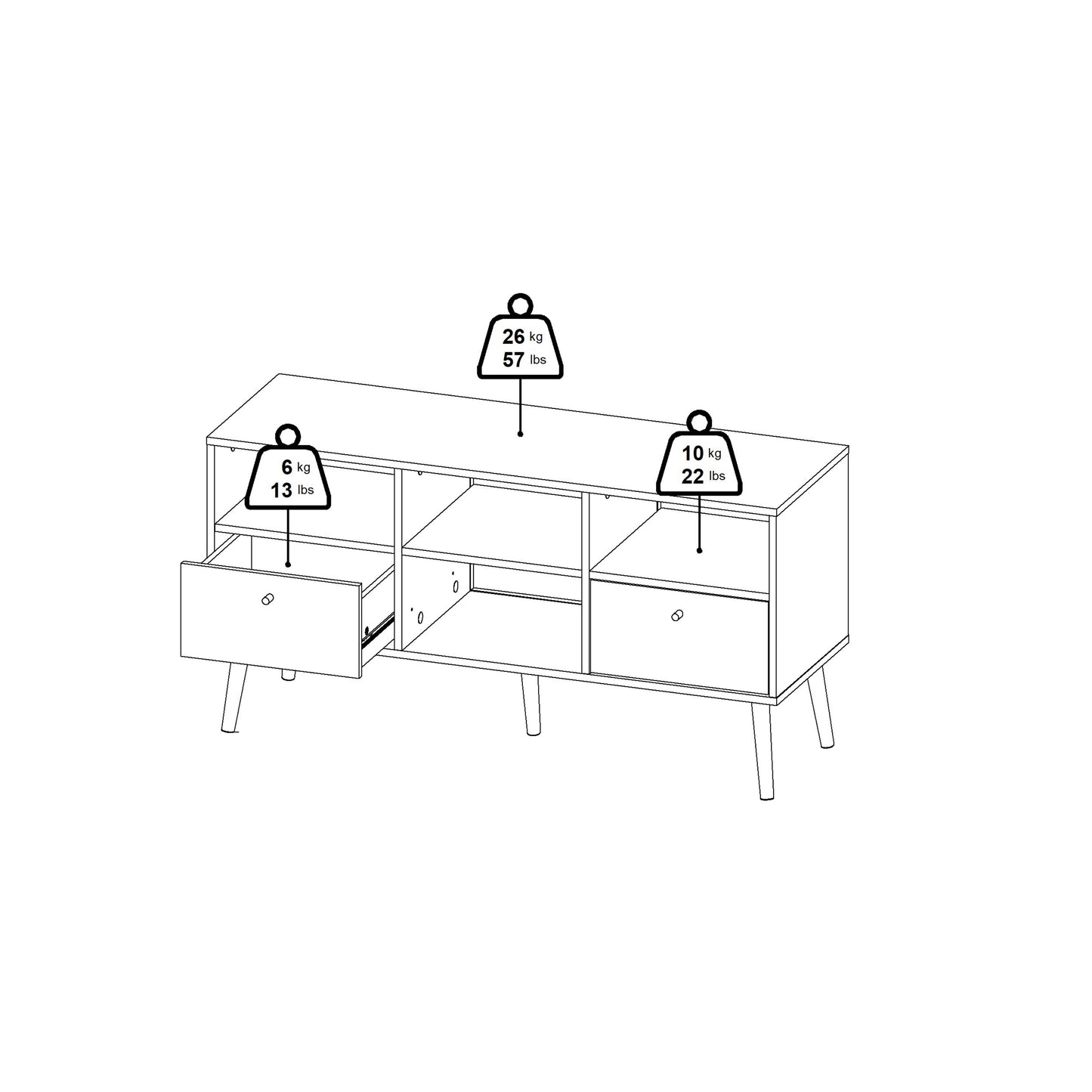 cumbria tv-unit 2 drawers dark grey