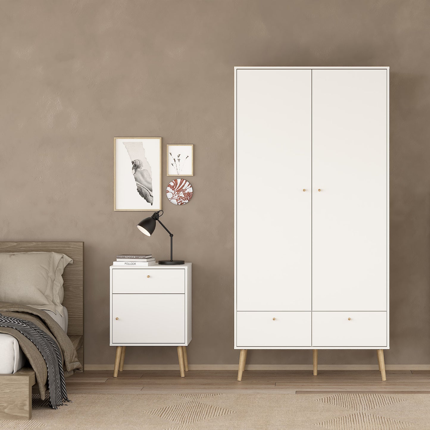 cumbria nightstand 1 door + 1 drawer white