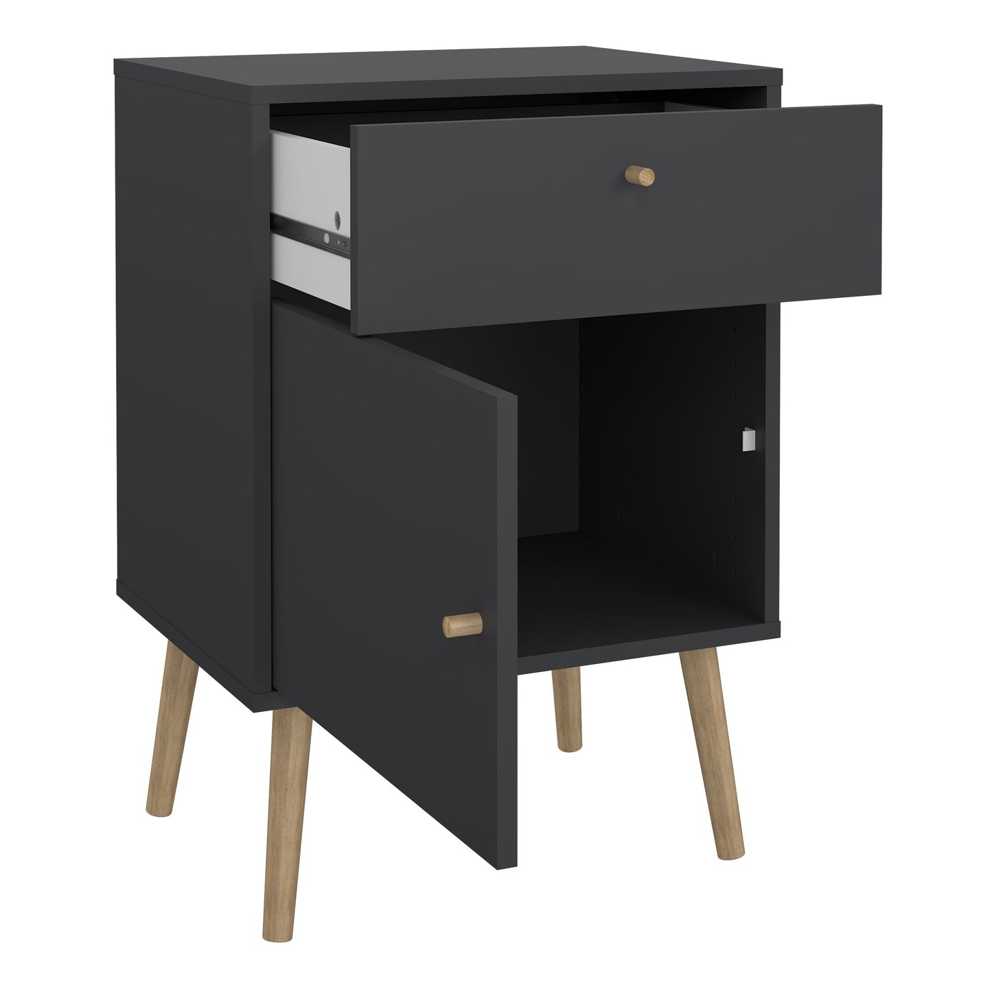 cumbria nightstand 1 door + 1 drawer dark grey