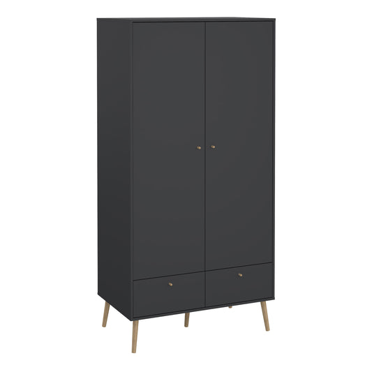 cumbria wardrobe with 2 doors + 2 drawers dark grey