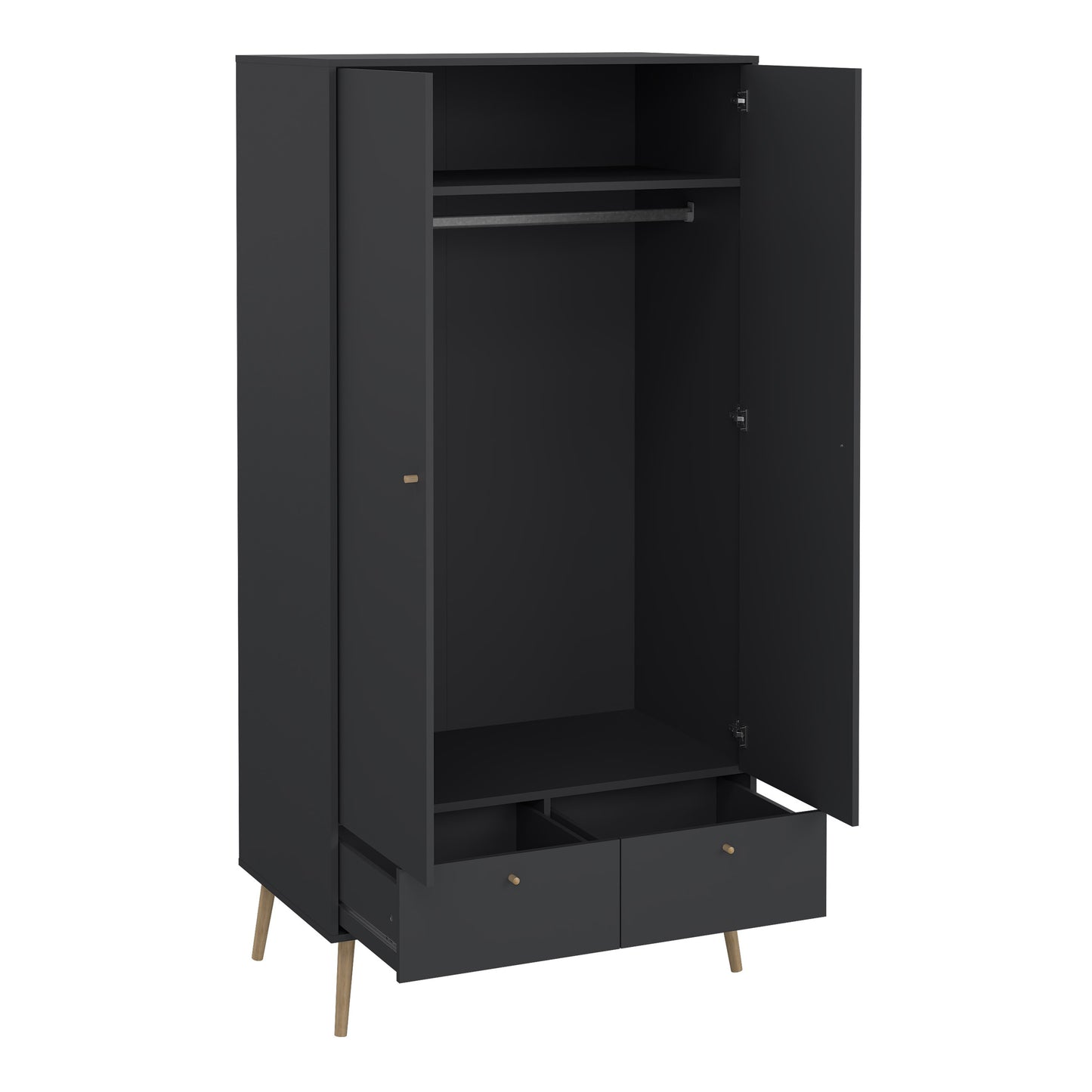 cumbria wardrobe with 2 doors + 2 drawers dark grey