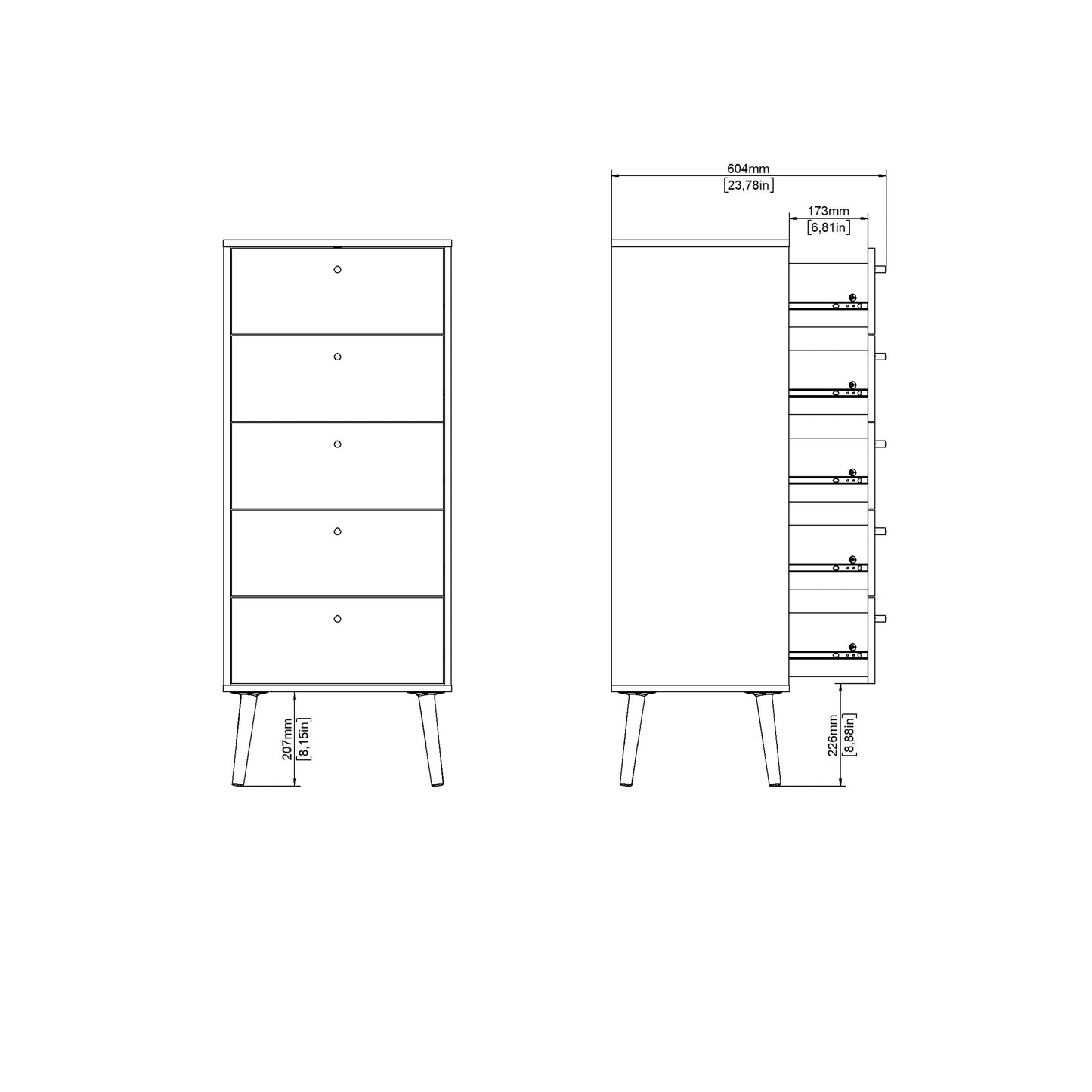 cumbria chest 5 drawers dark grey