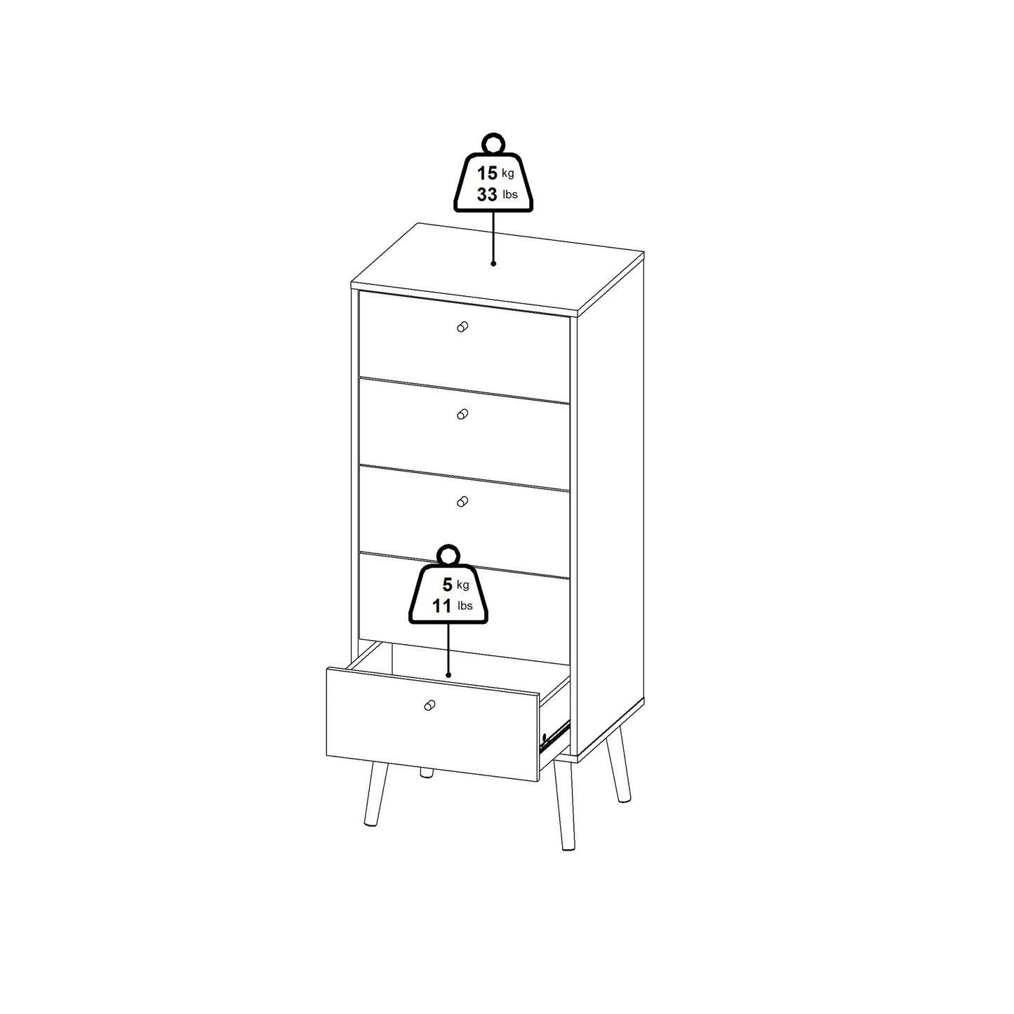 cumbria chest 5 drawers dark grey