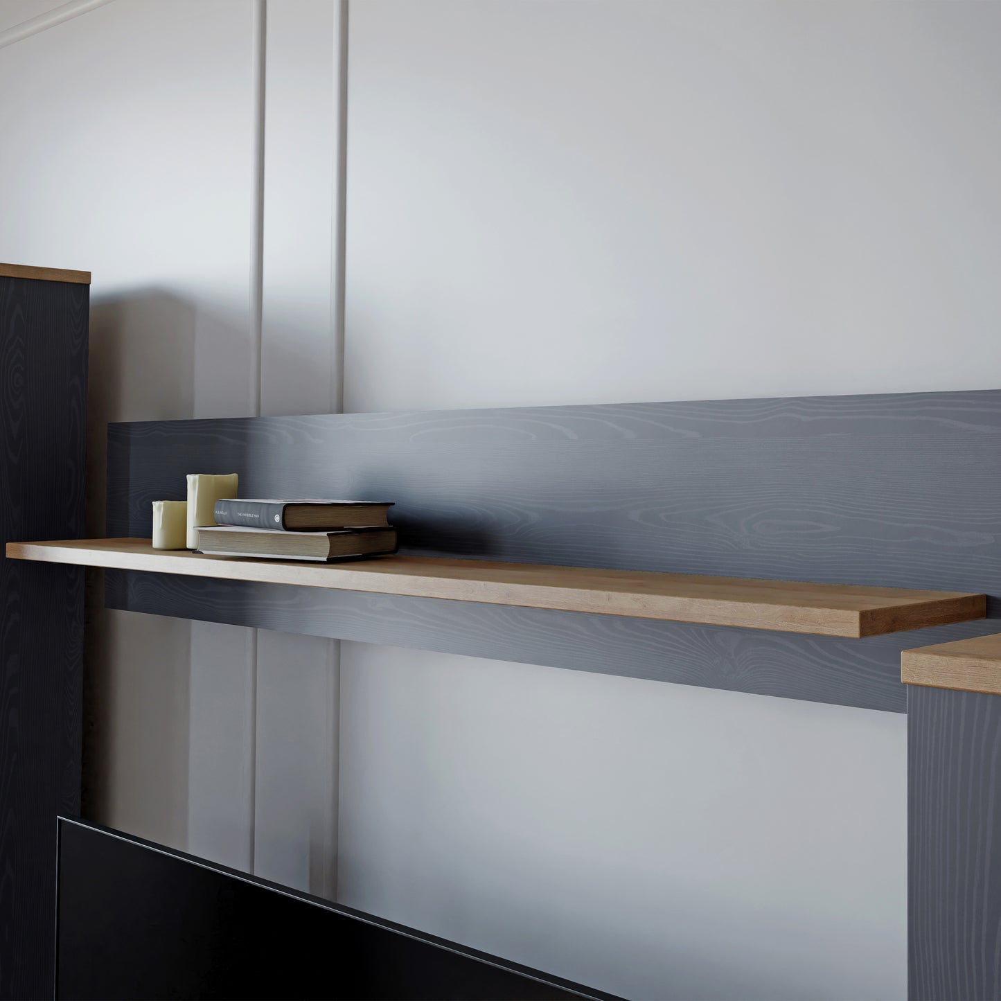 bohol 160cm wall shelf in riviera oak/navy