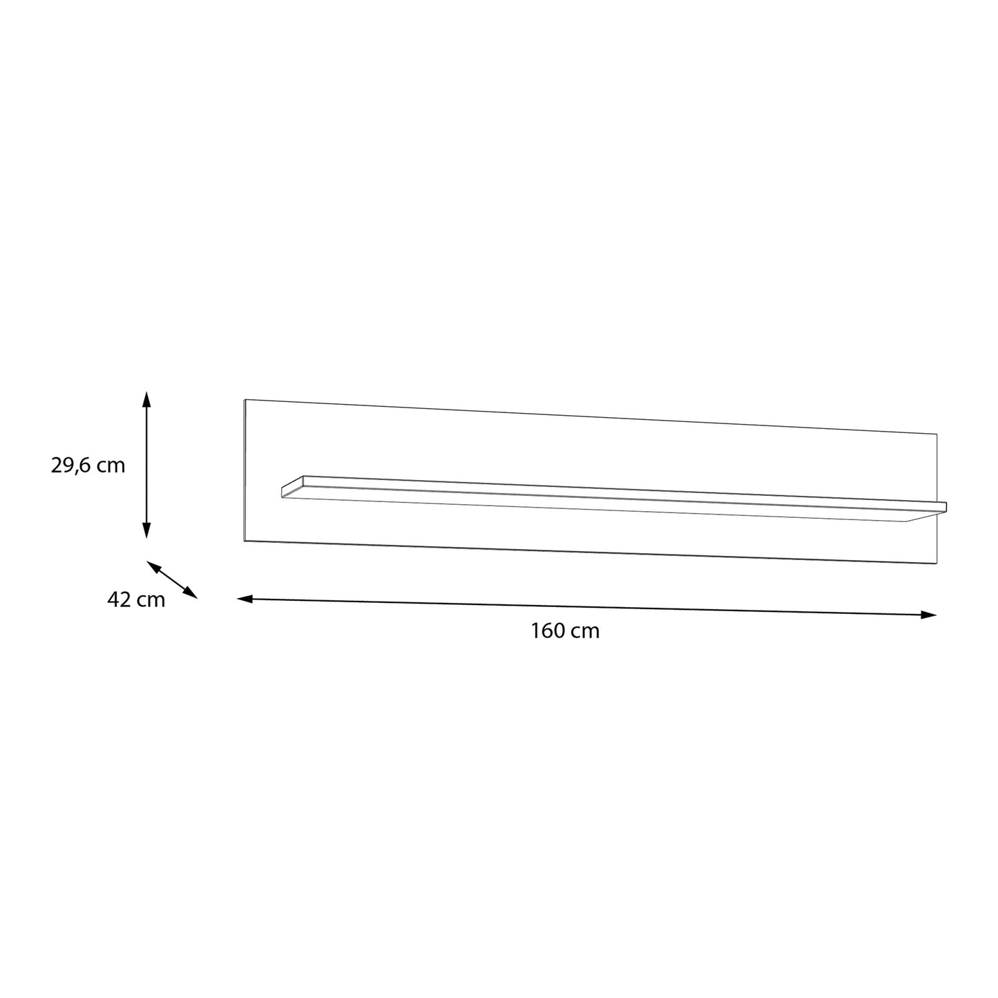 bohol 160cm wall shelf in riviera oak/grey oak