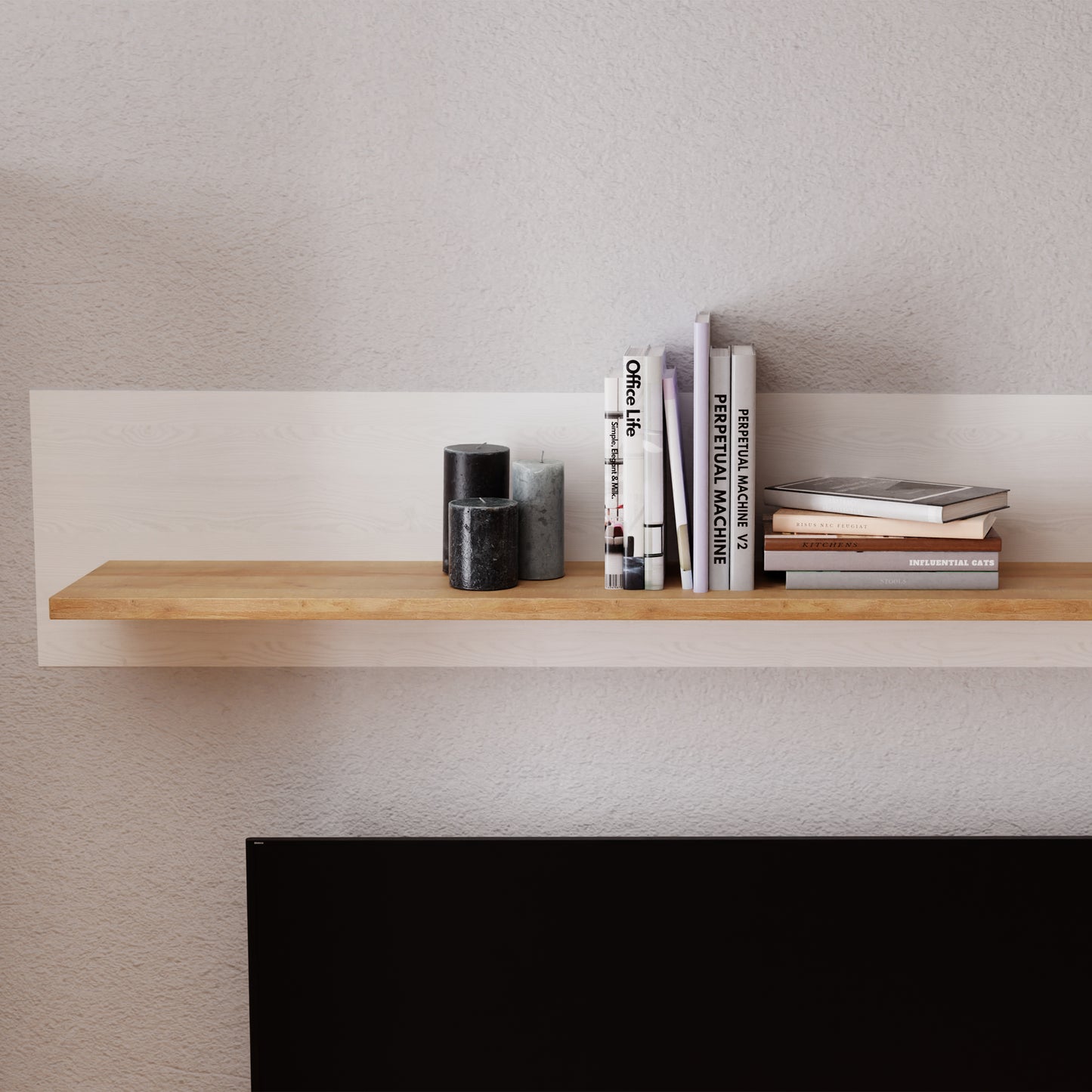 bohol 160cm wall shelf in riviera oak/white