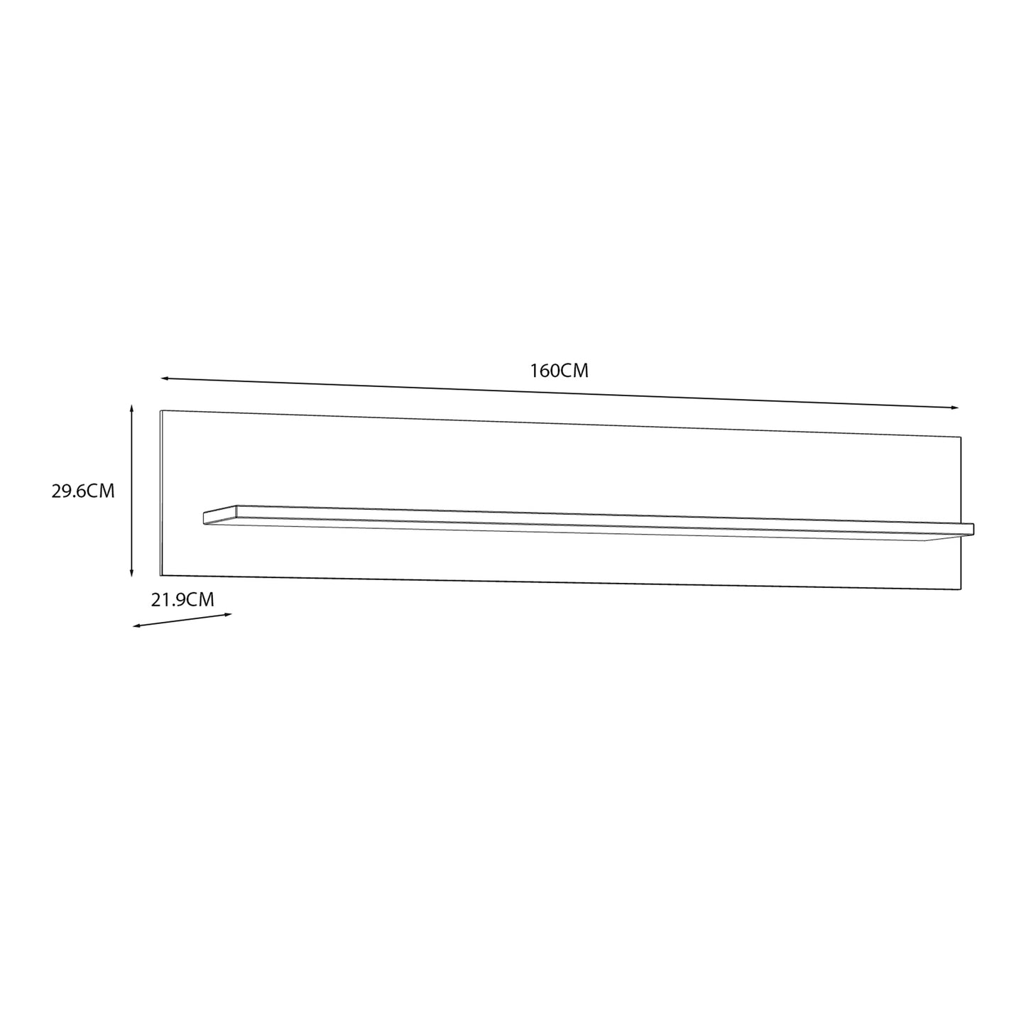 bohol 160cm wall shelf in riviera oak/white