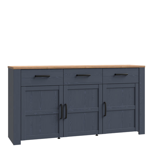 bohol 3 door 3 drawer sideboard in riviera oak/navy