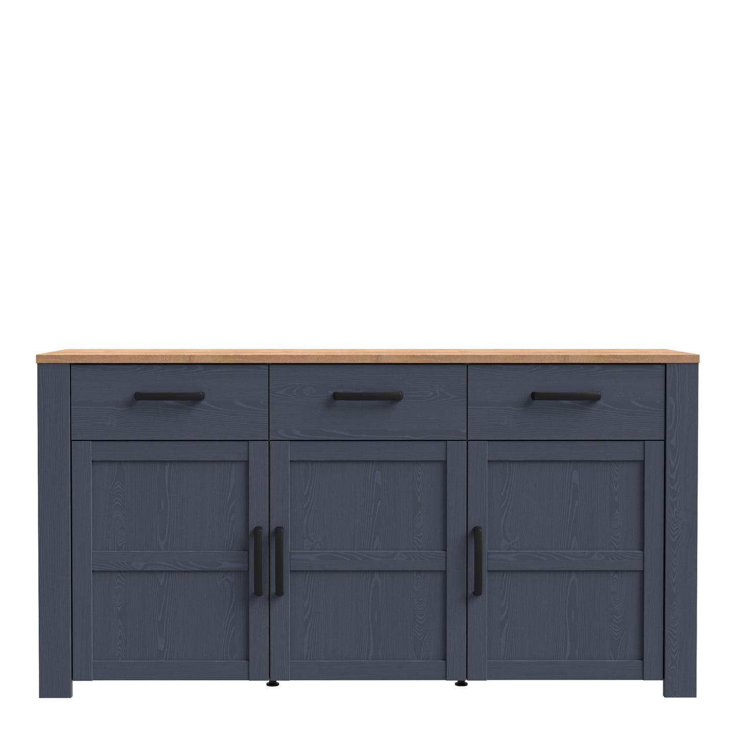 bohol 3 door 3 drawer sideboard in riviera oak/navy