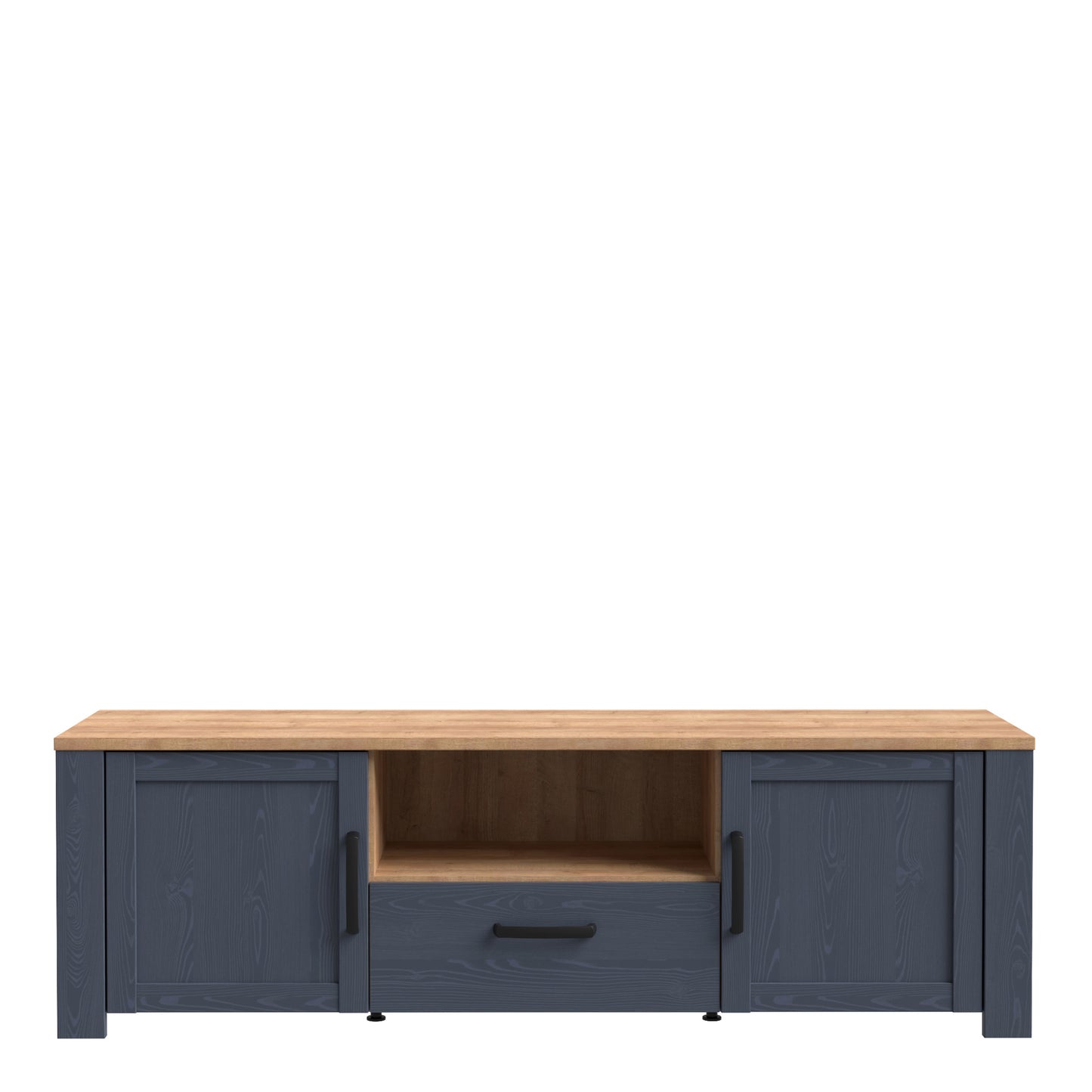 bohol 2 door 1 drawer tv unit in riviera oak/navy