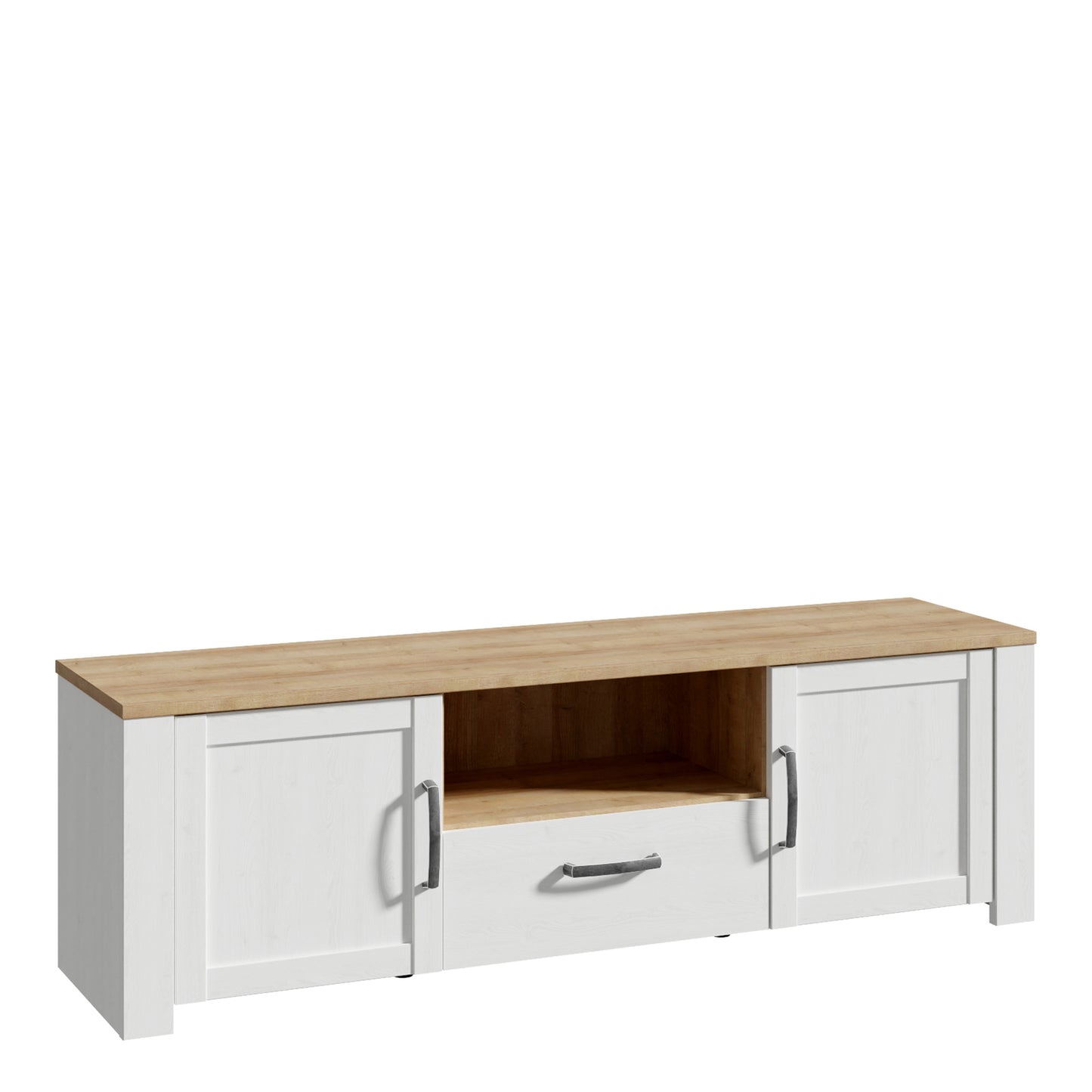 bohol 2 door 1 drawer tv unit in riviera oak/white