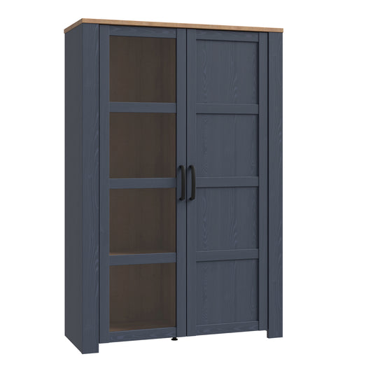 bohol 2 door display cabinet in riviera oak/navy