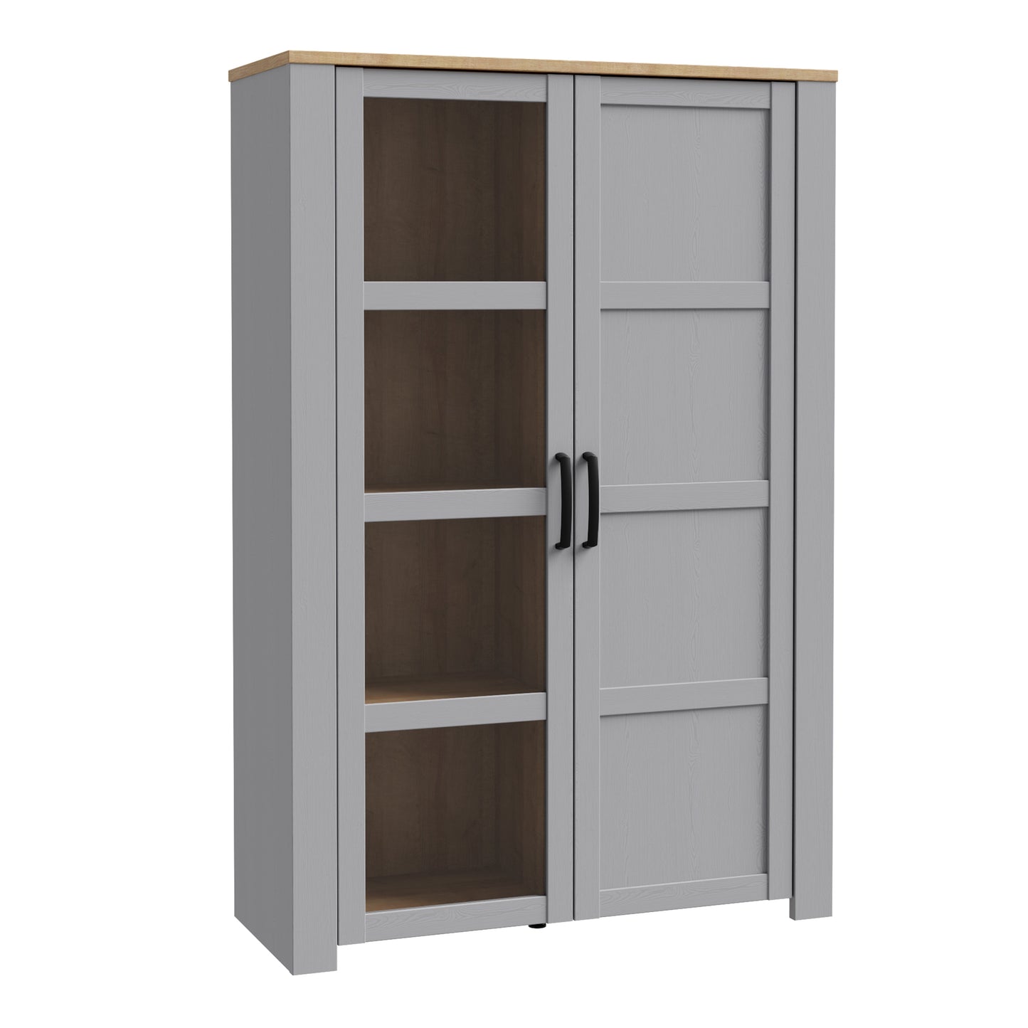 bohol 2 door display cabinet in riviera oak/grey oak