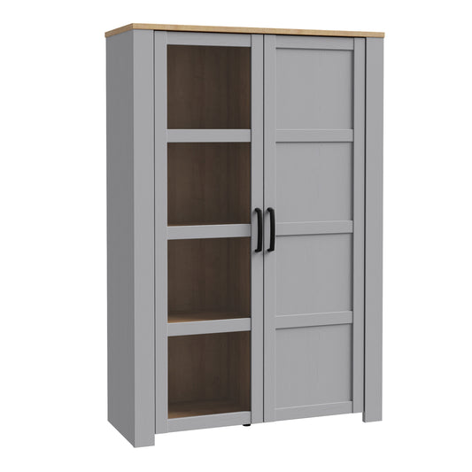 bohol 2 door display cabinet in riviera oak/grey oak
