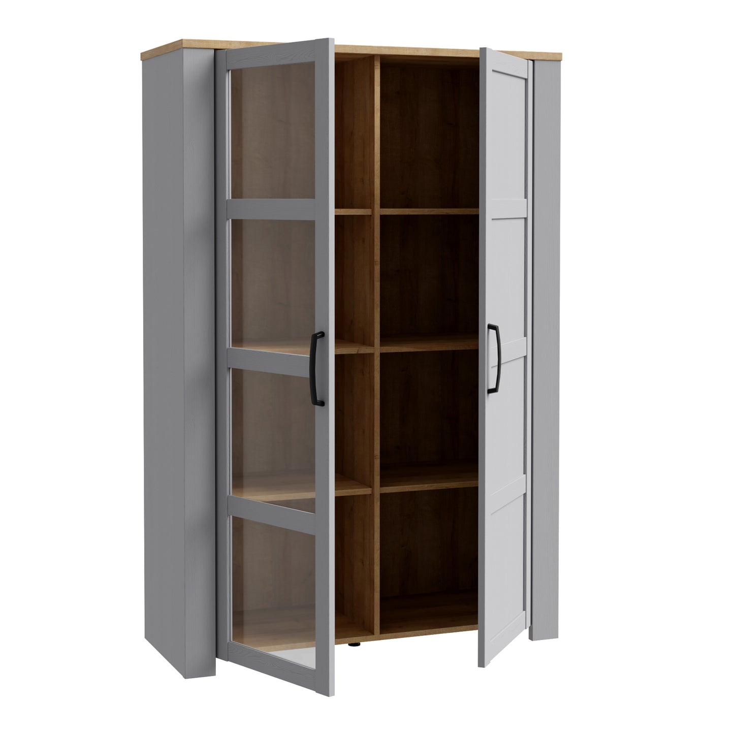 bohol 2 door display cabinet in riviera oak/grey oak