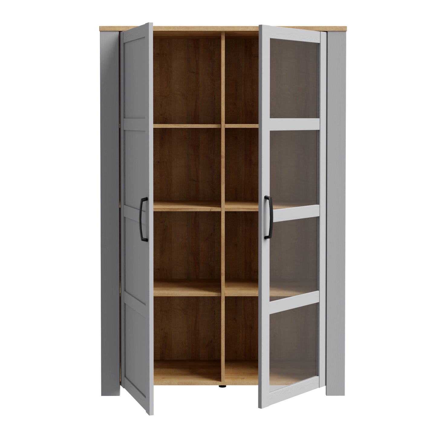 bohol 2 door display cabinet in riviera oak/grey oak
