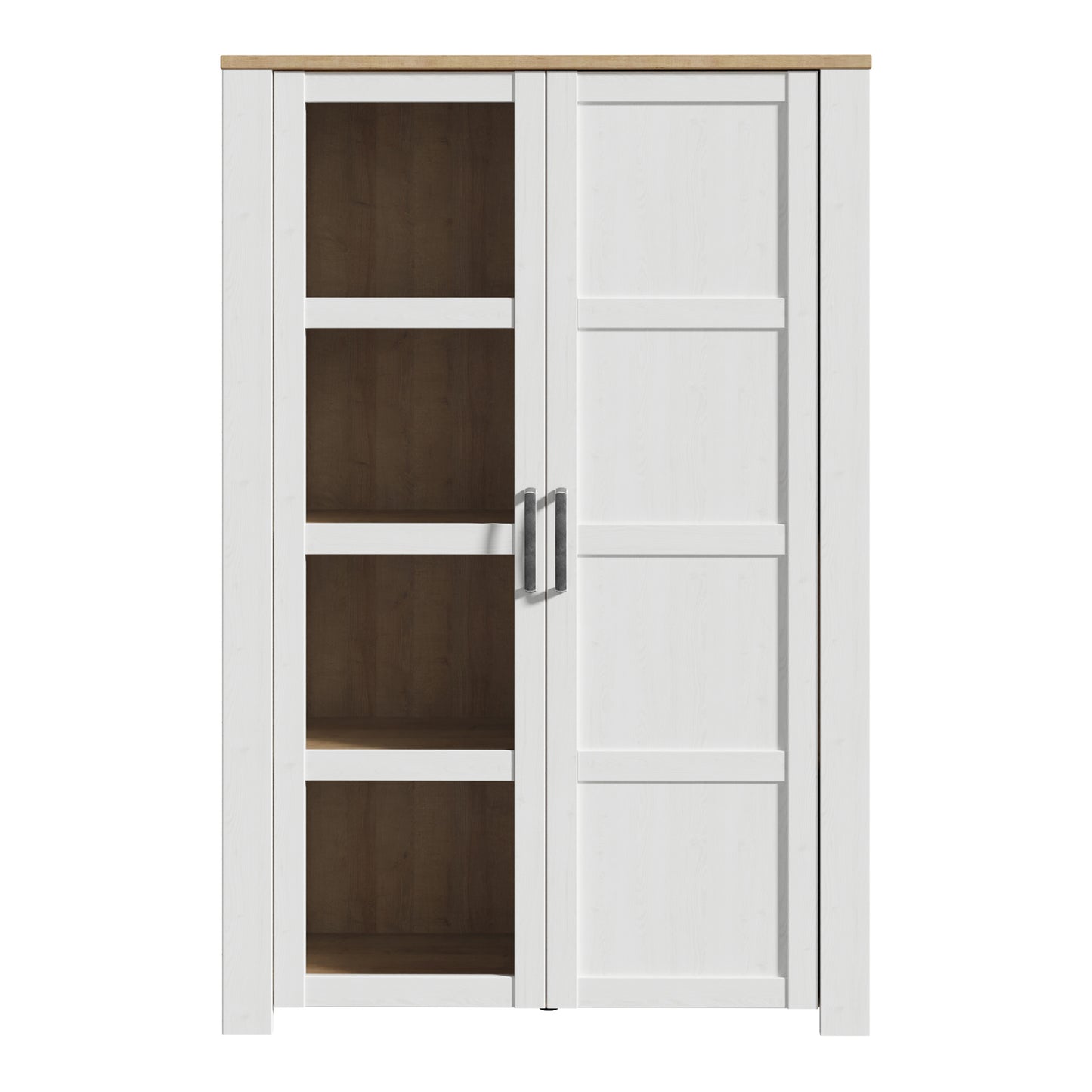 bohol 2 door display cabinet in riviera oak/white