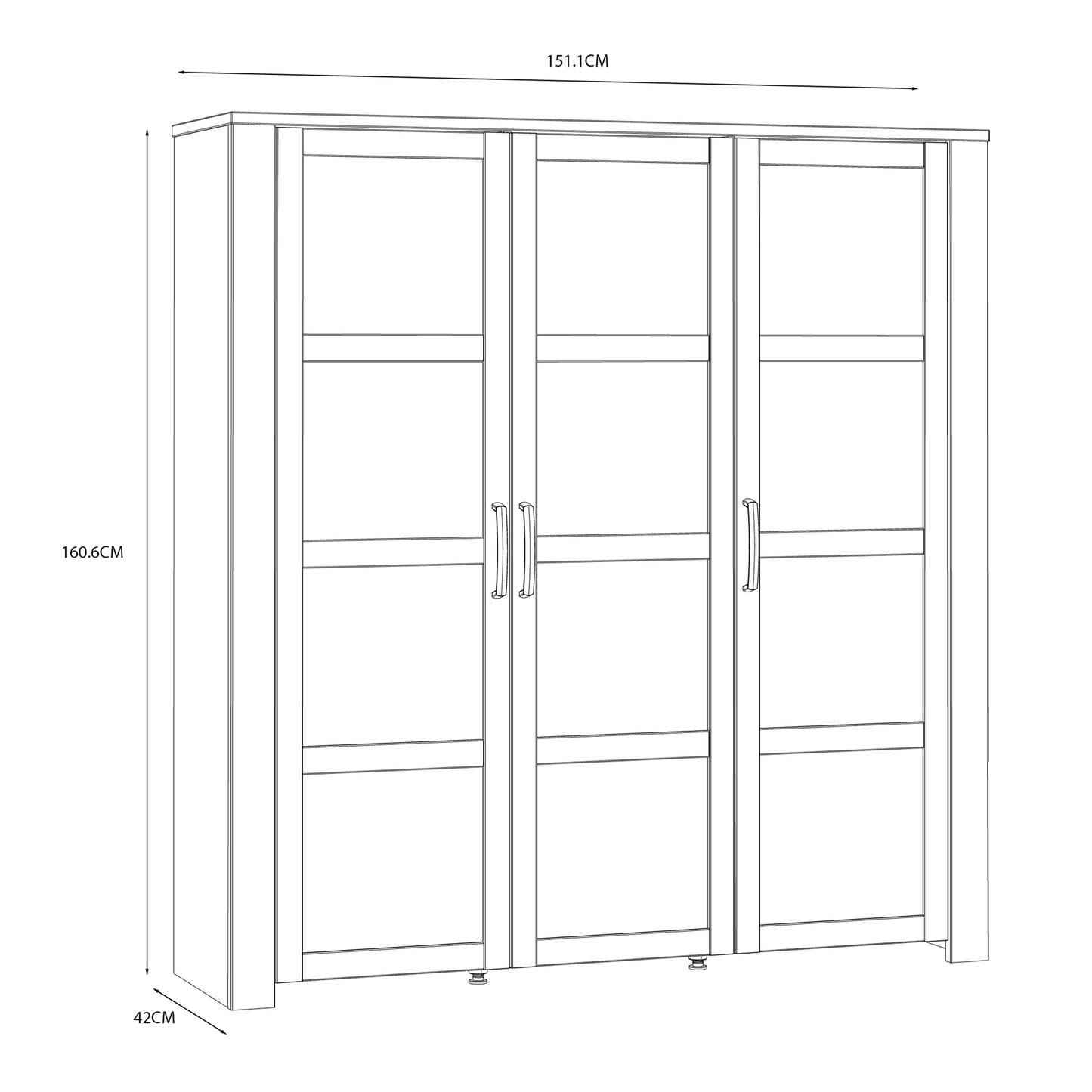 bohol 3 door large display cabinet in riviera oak/navy