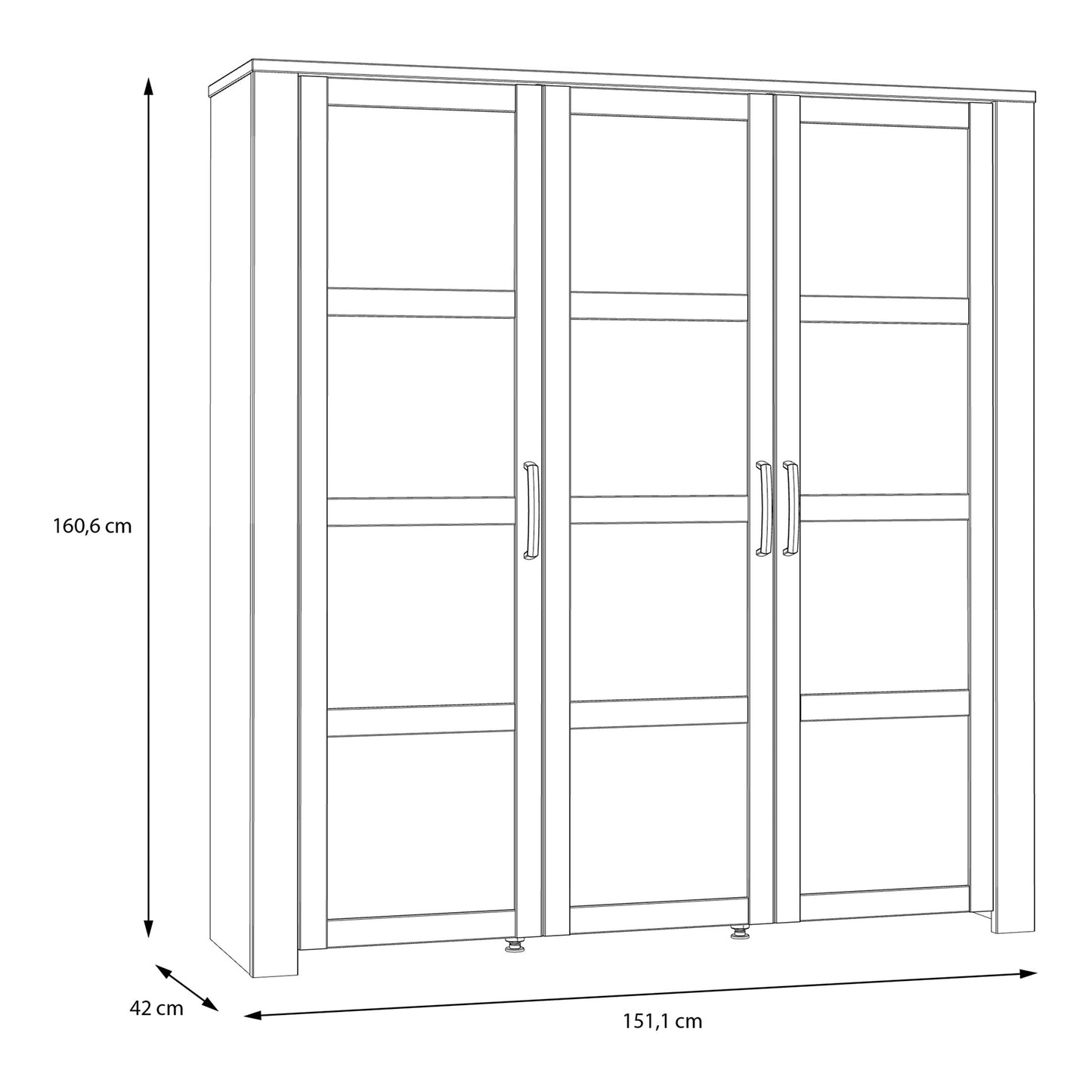 bohol 3 door large display cabinet in riviera oak/grey oak