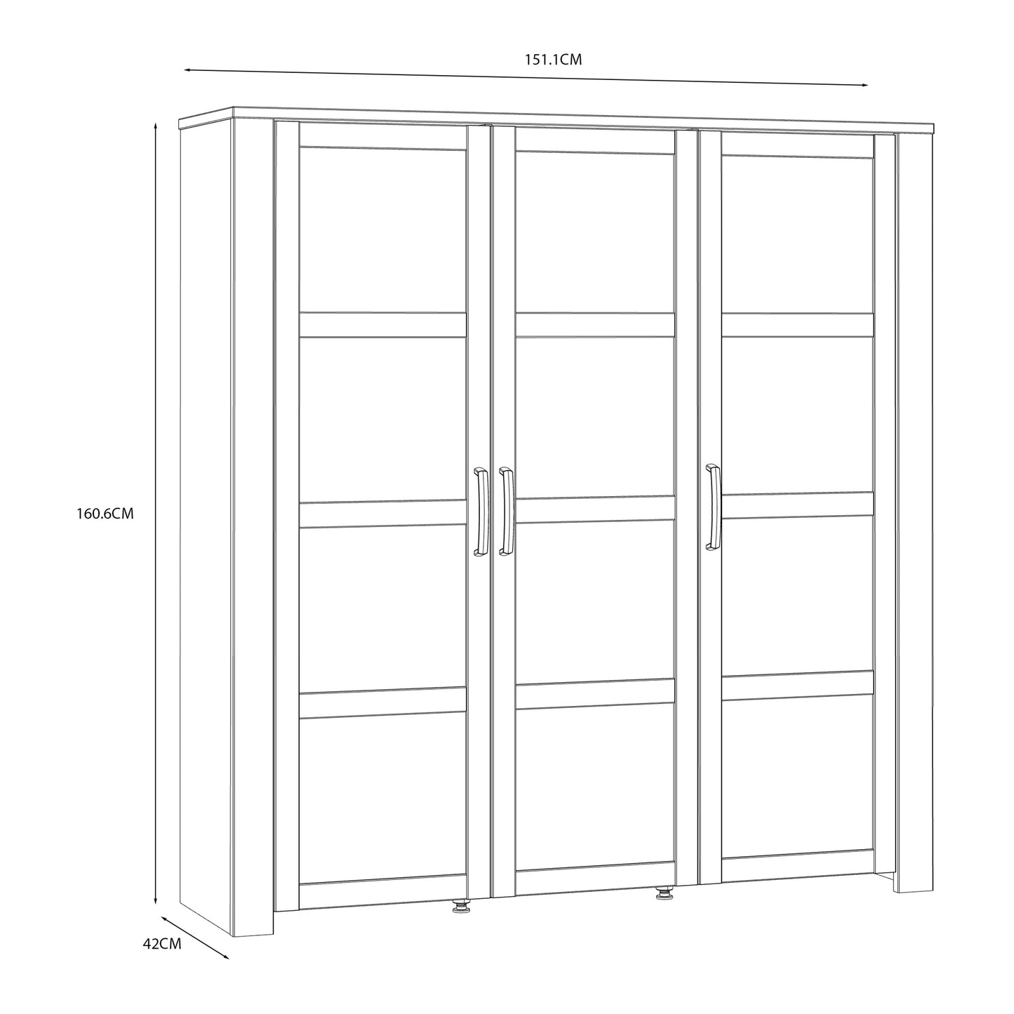 bohol 3 door large display cabinet in riviera oak/white
