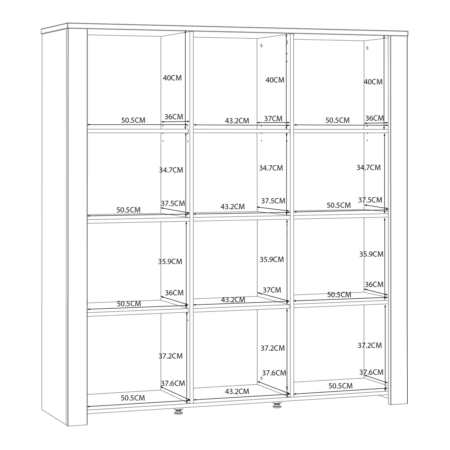bohol 3 door large display cabinet in riviera oak/white