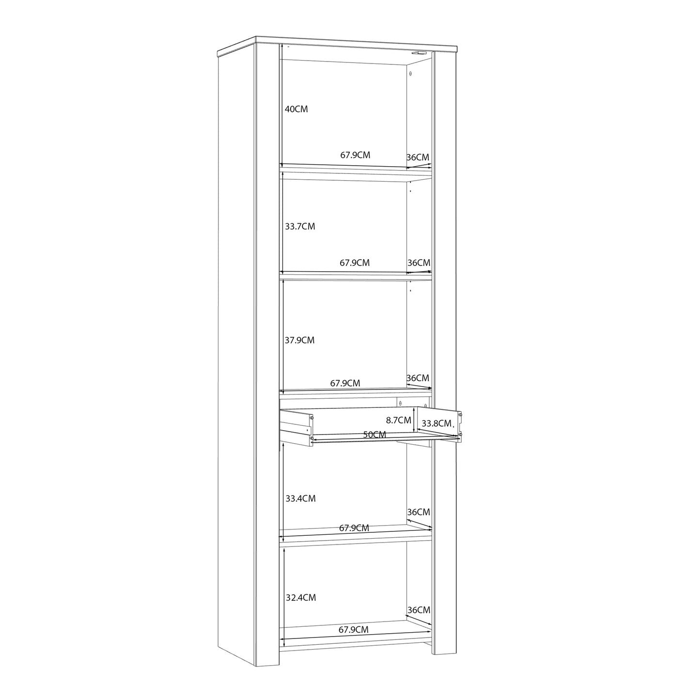 bohol 2 door 1 drawer narrow display cabinet in riviera oak/navy